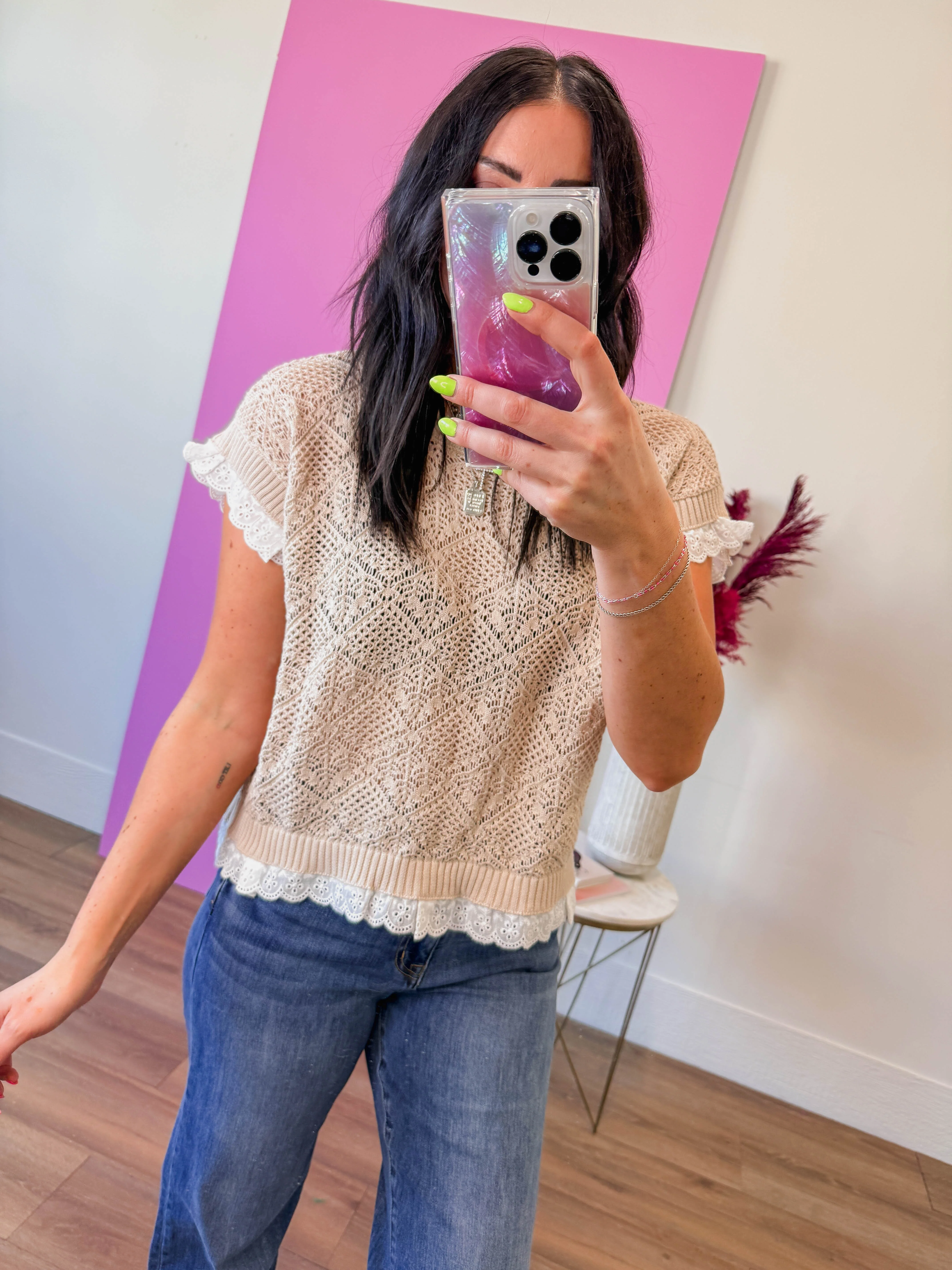 Danielle Crochet Top-Natural