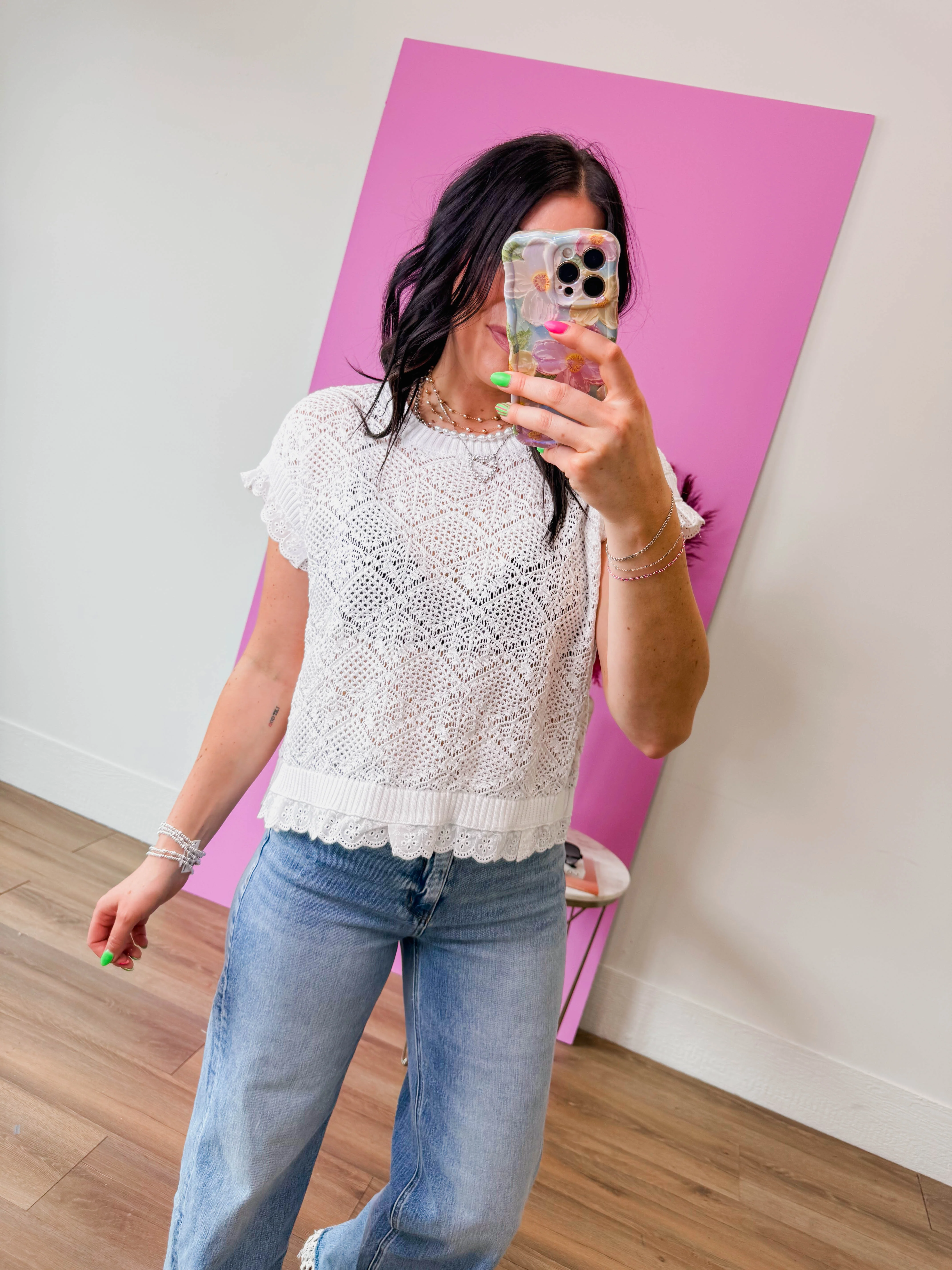 Danielle Crochet Top-Off White - Image 3
