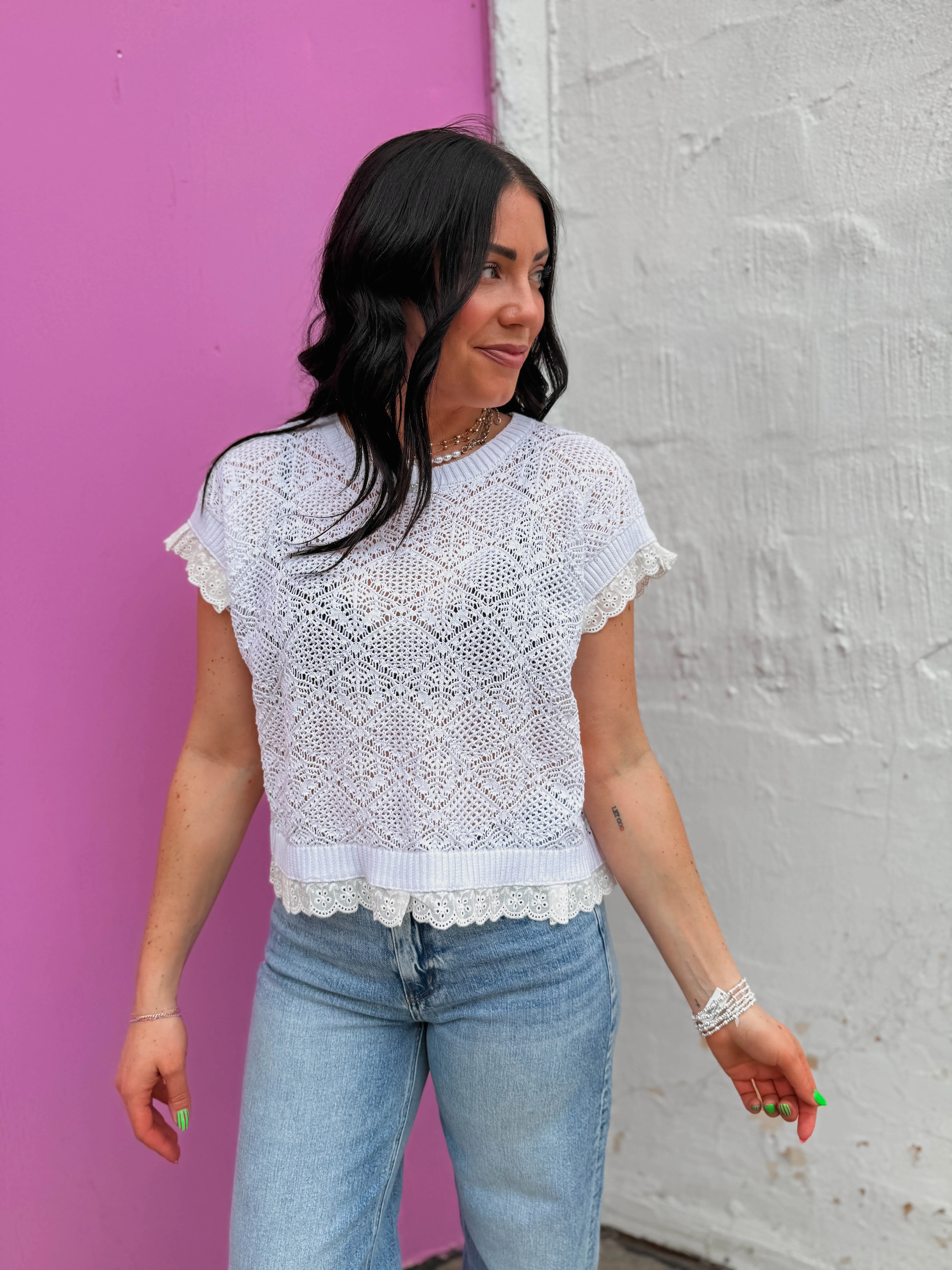 Danielle Crochet Top-Off White - Image 4