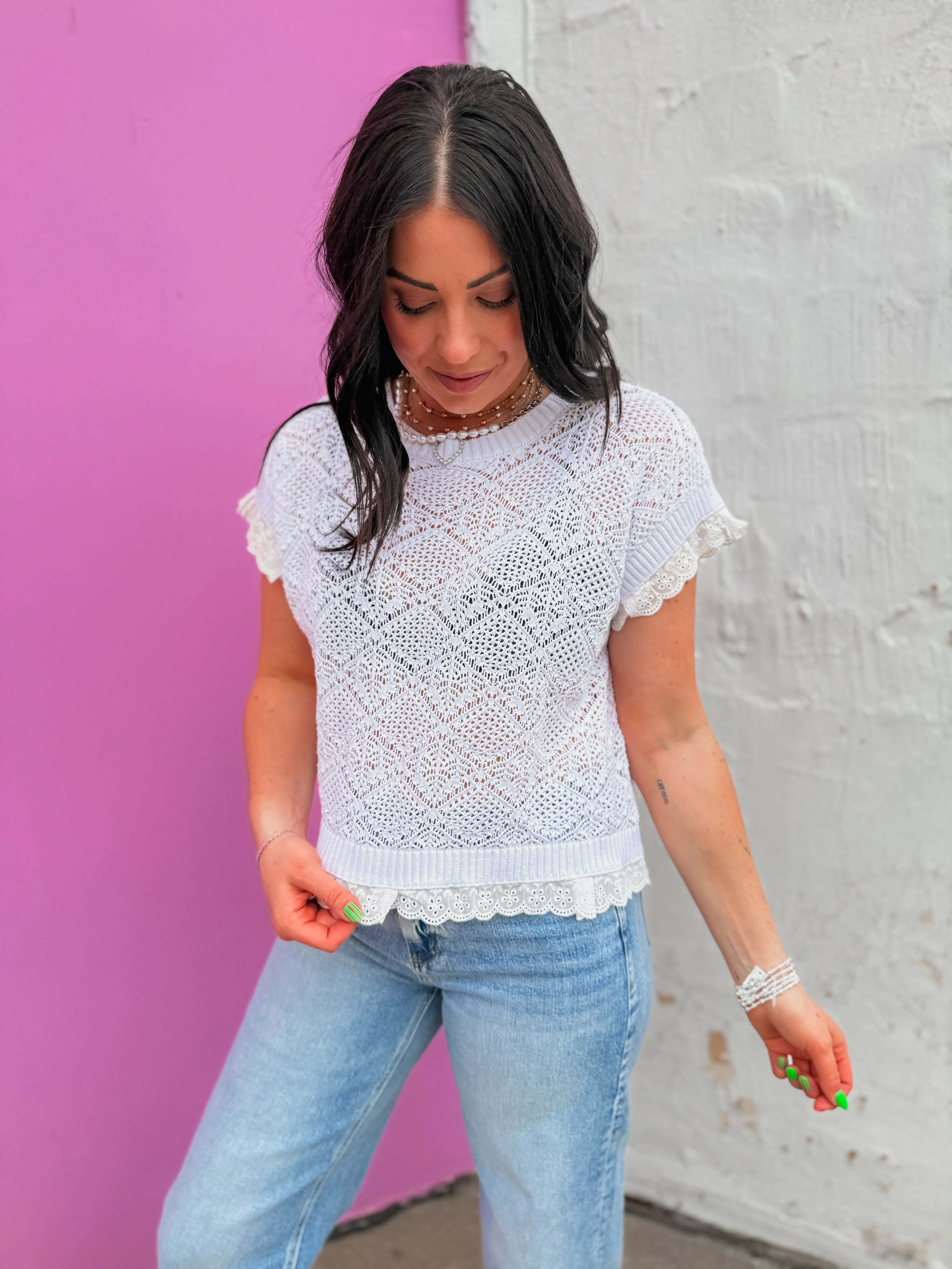 Danielle Crochet Top-Off White - Image 5