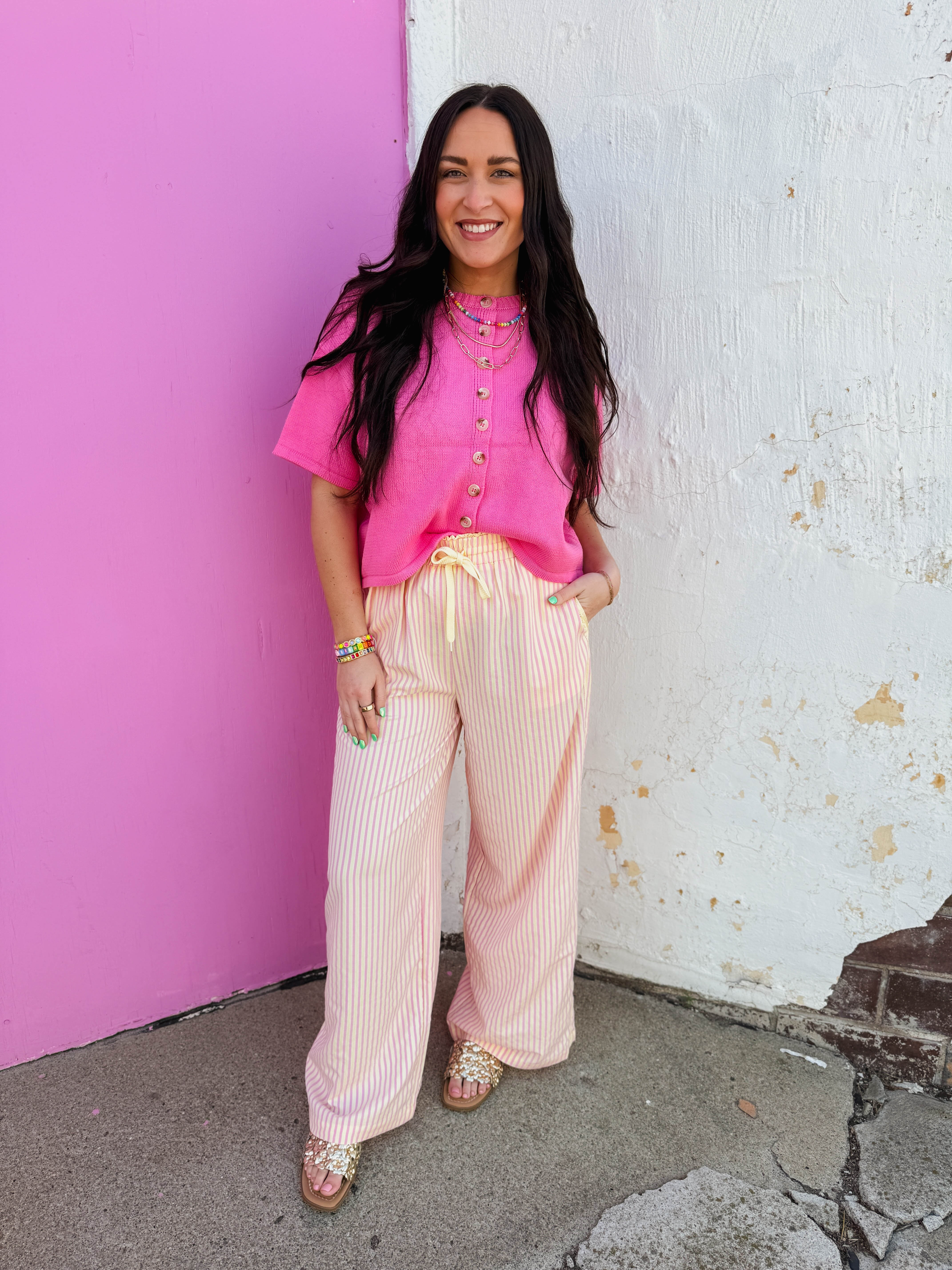 Daydream Striped Pants-Pink/Yellow - Image 2