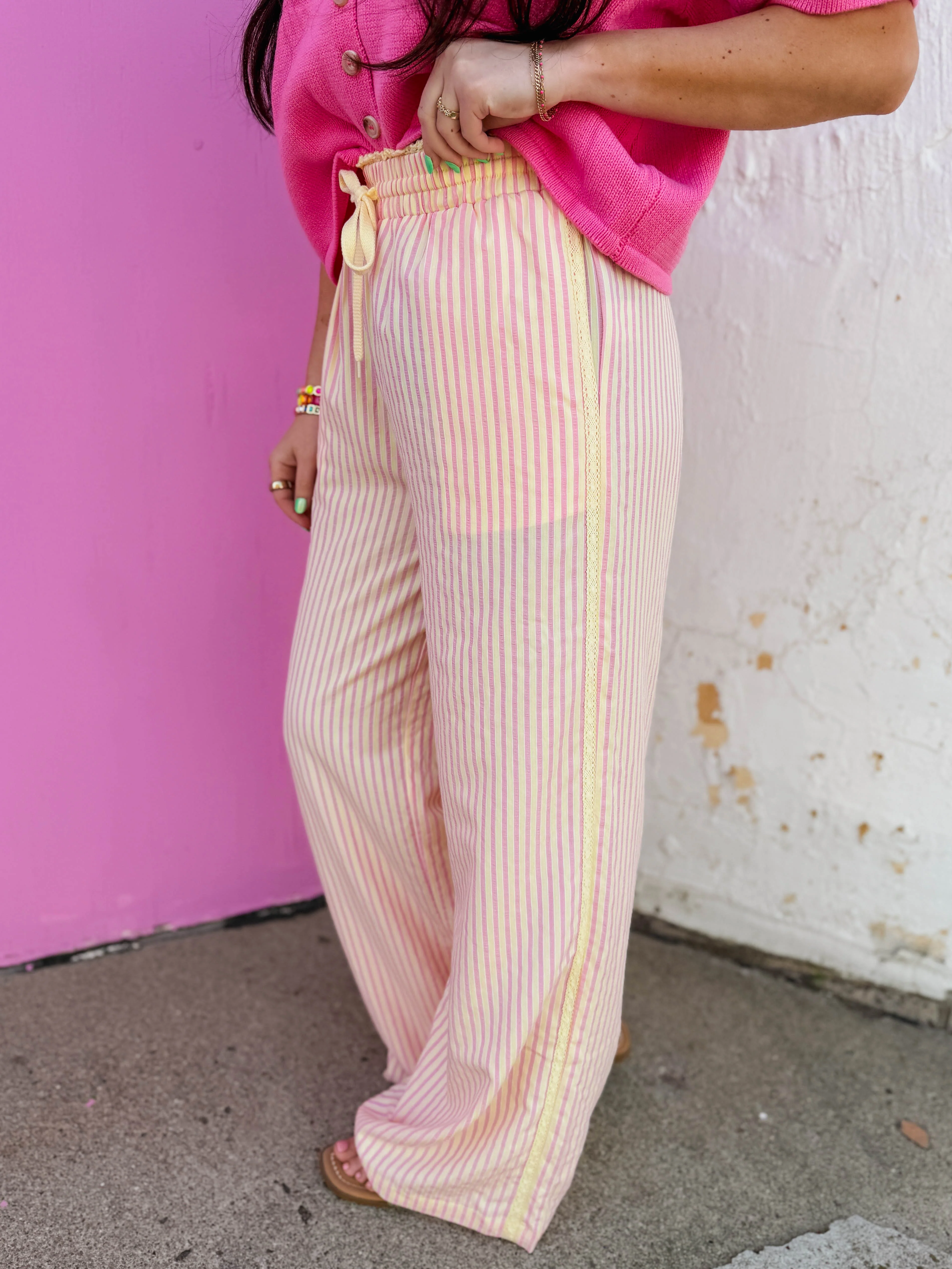 Daydream Striped Pants-Pink/Yellow - Image 3