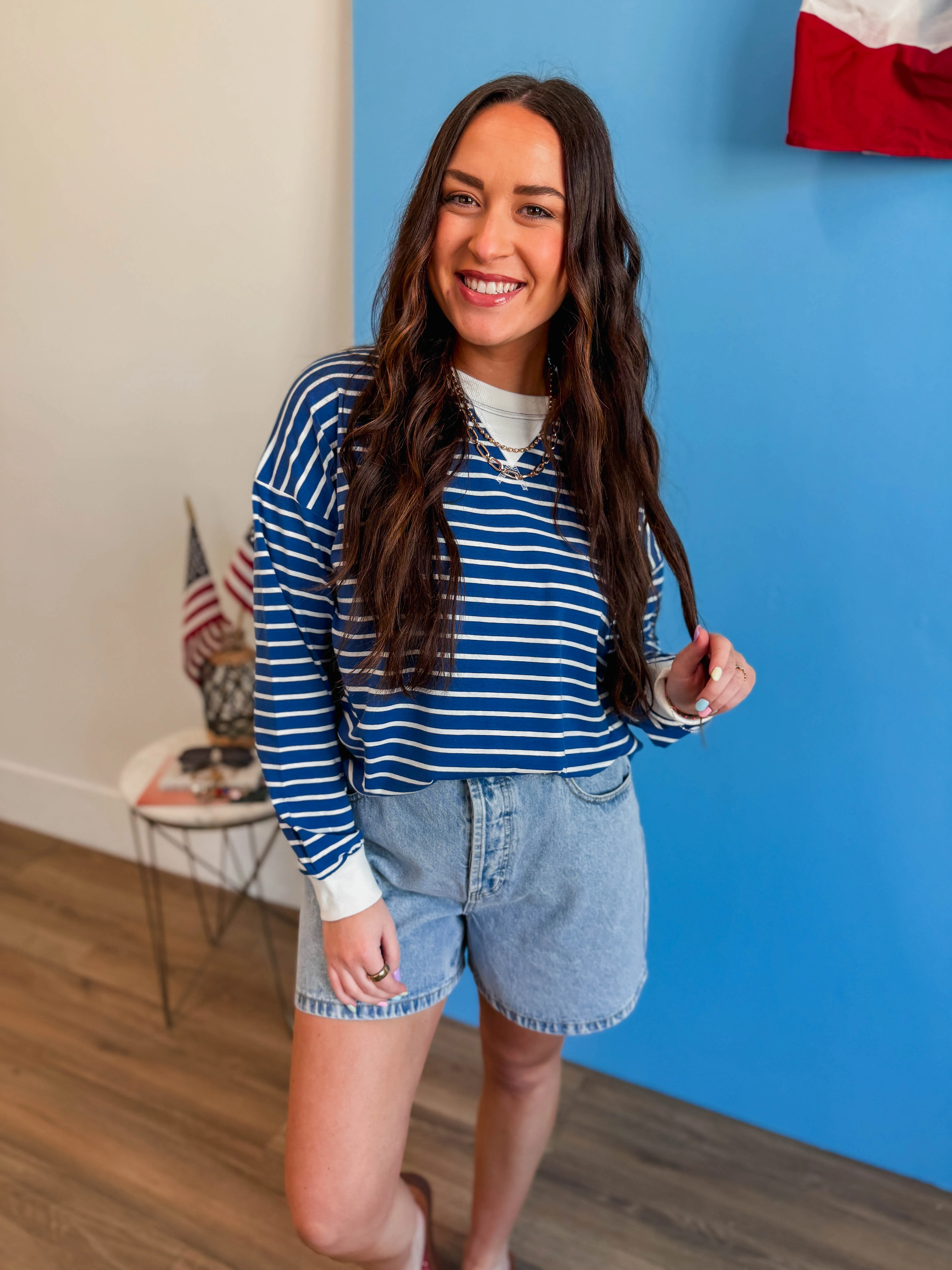 Easy Day Striped Pullover-Lt. Navy - Image 7
