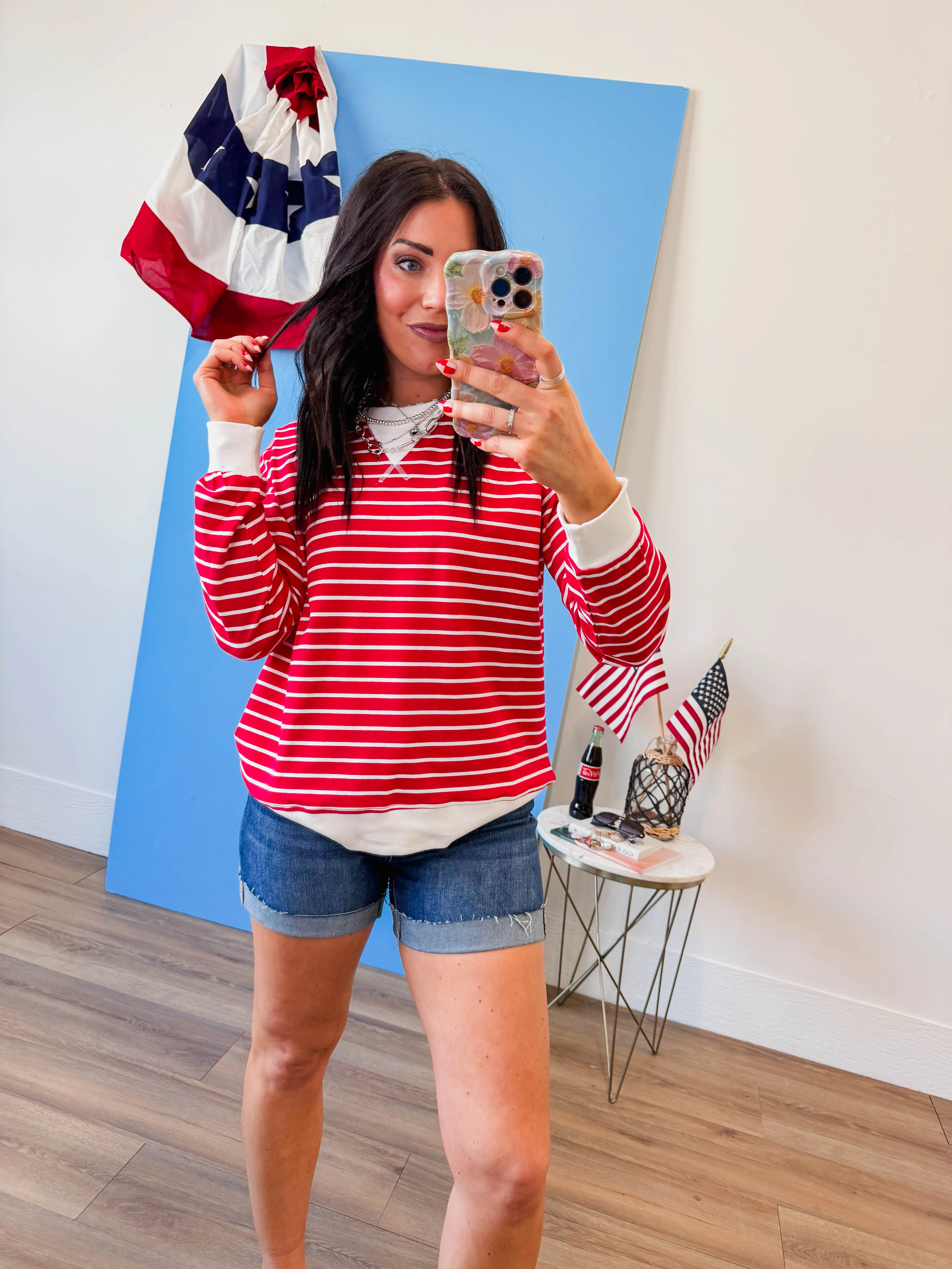 Easy Day Striped Pullover-Ruby - Image 14