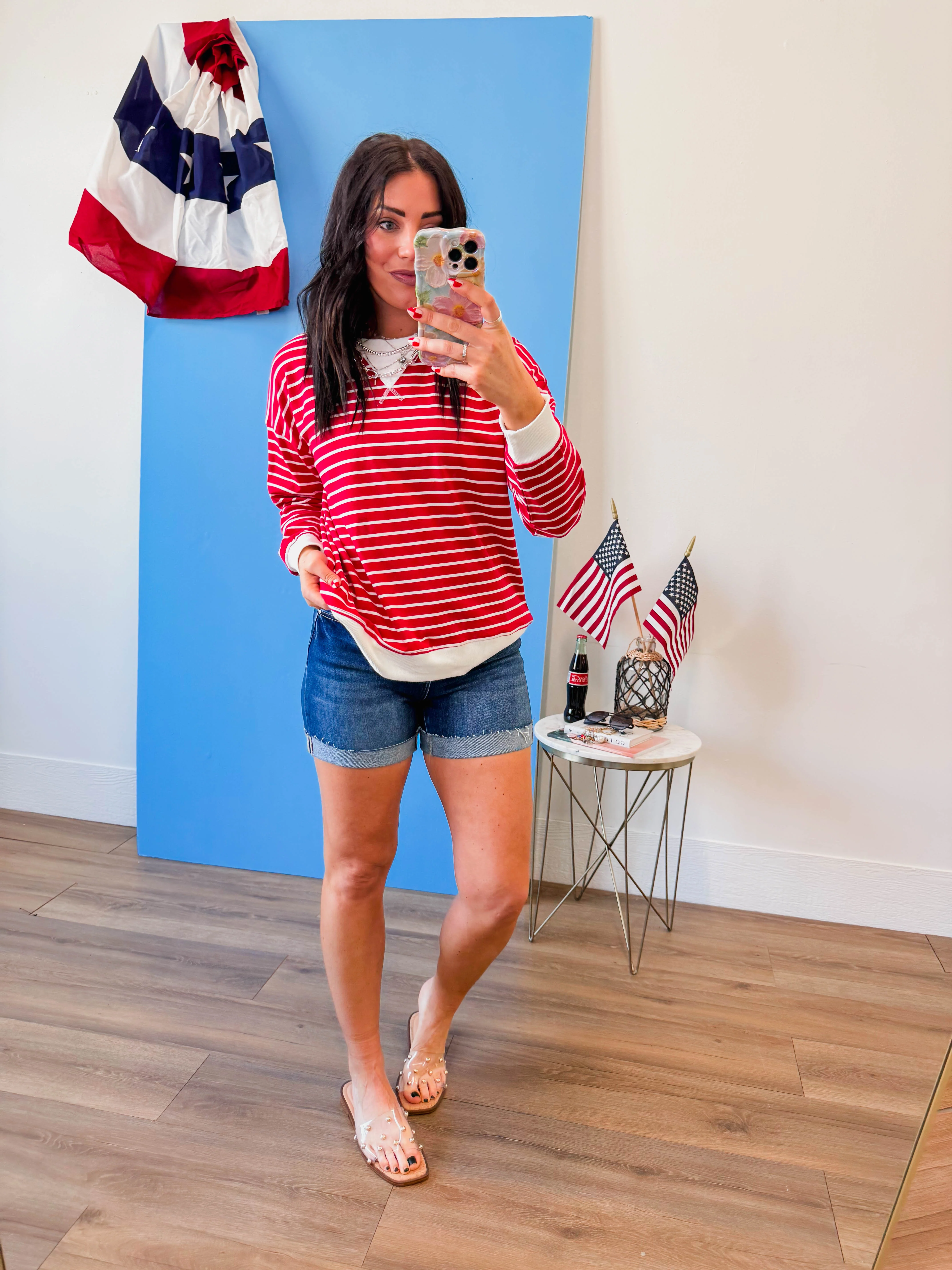 Easy Day Striped Pullover-Ruby - Image 15