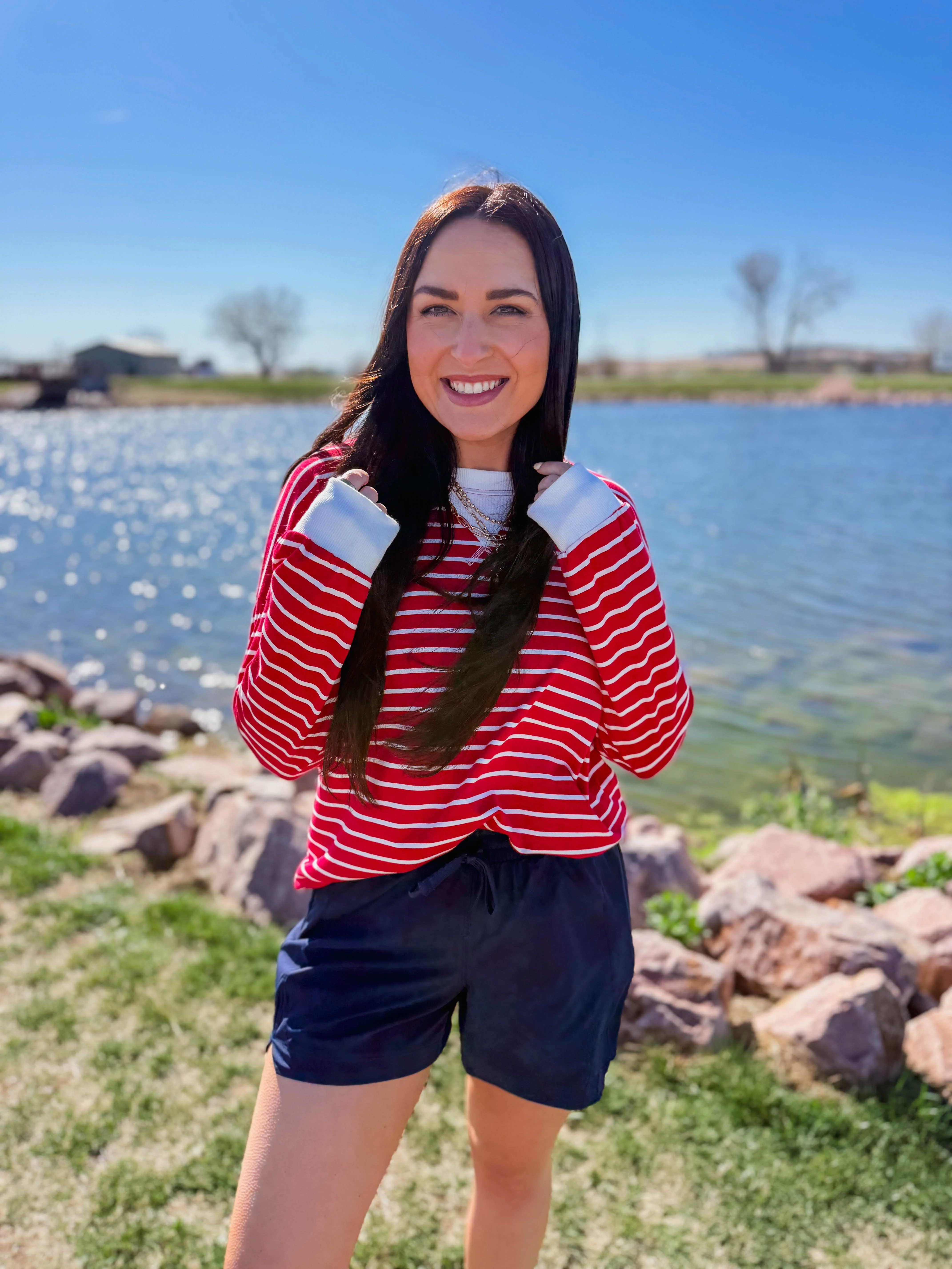 Easy Day Striped Pullover-Ruby - Image 16