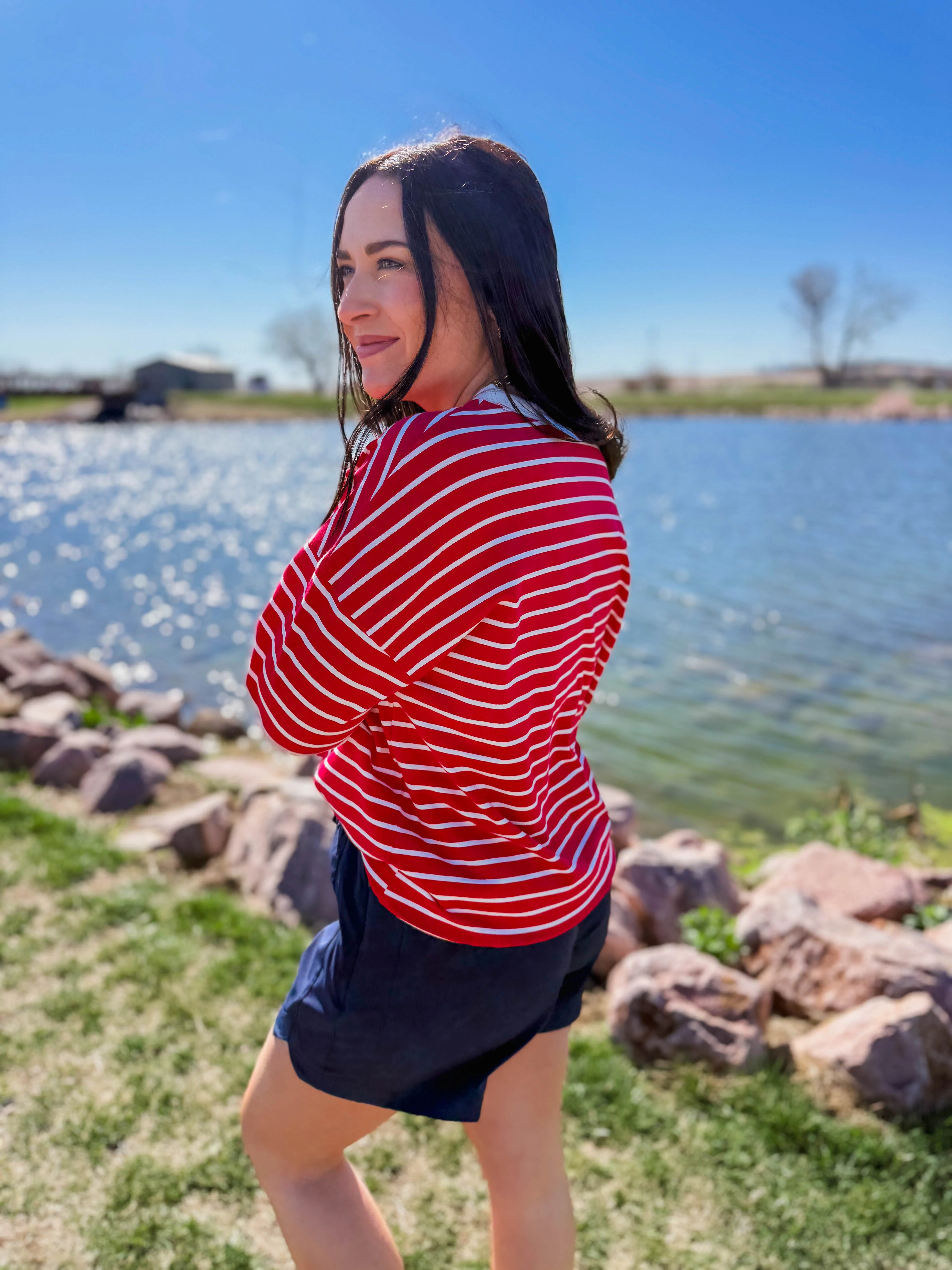 Easy Day Striped Pullover-Ruby - Image 17