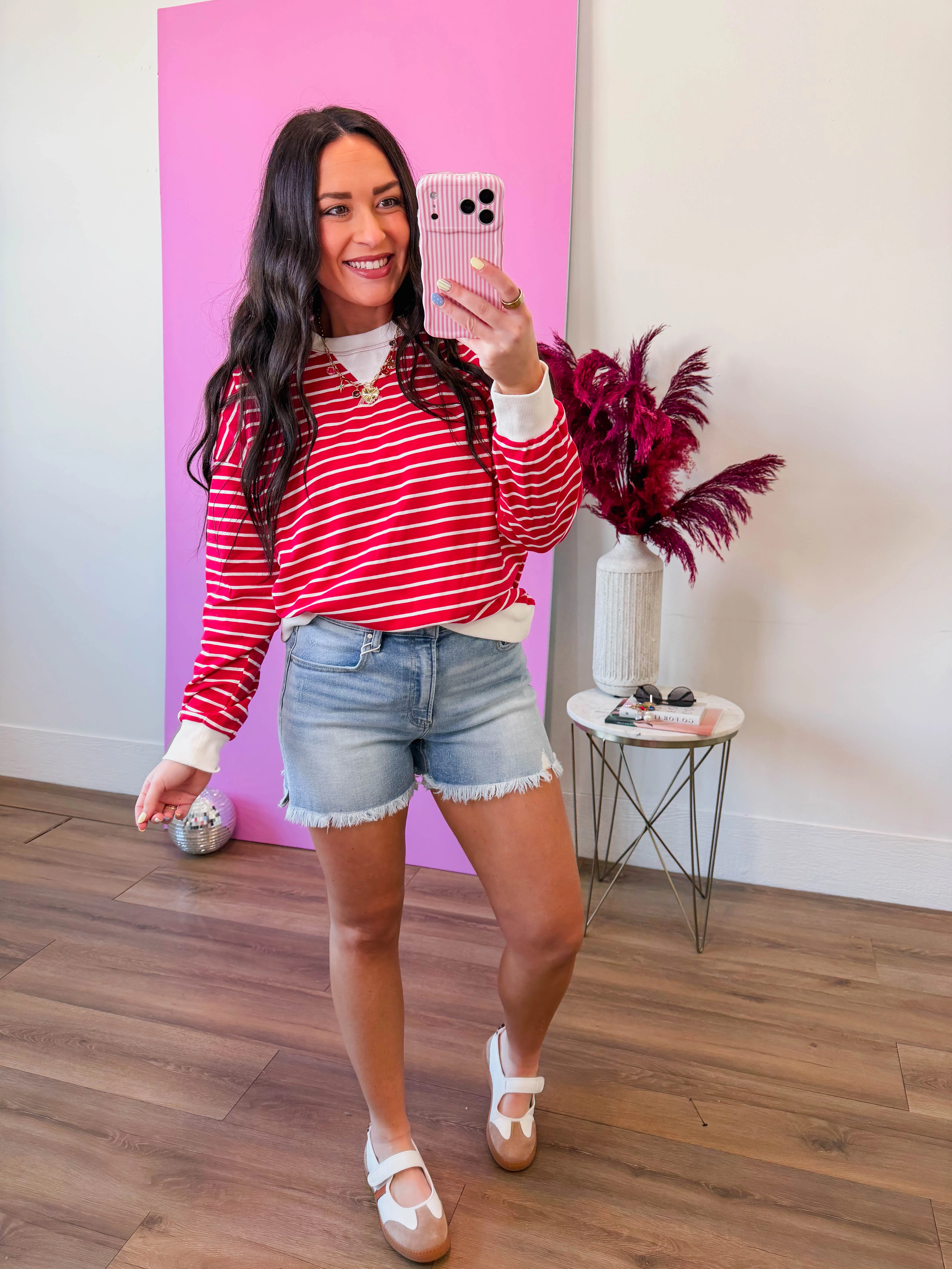 Easy Day Striped Pullover-Ruby - Image 7