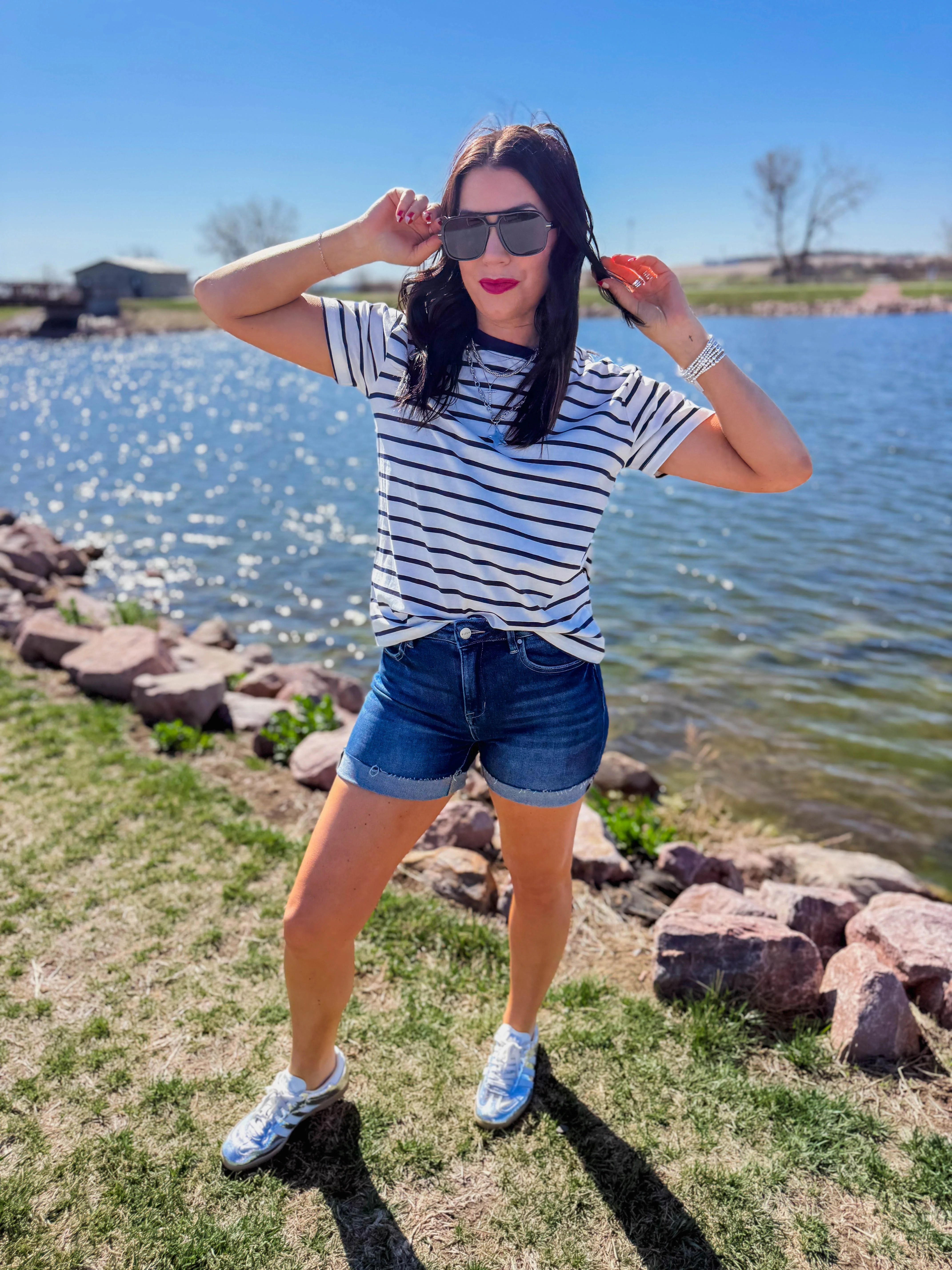 Go-Getter Striped Tee-Navy - Image 13