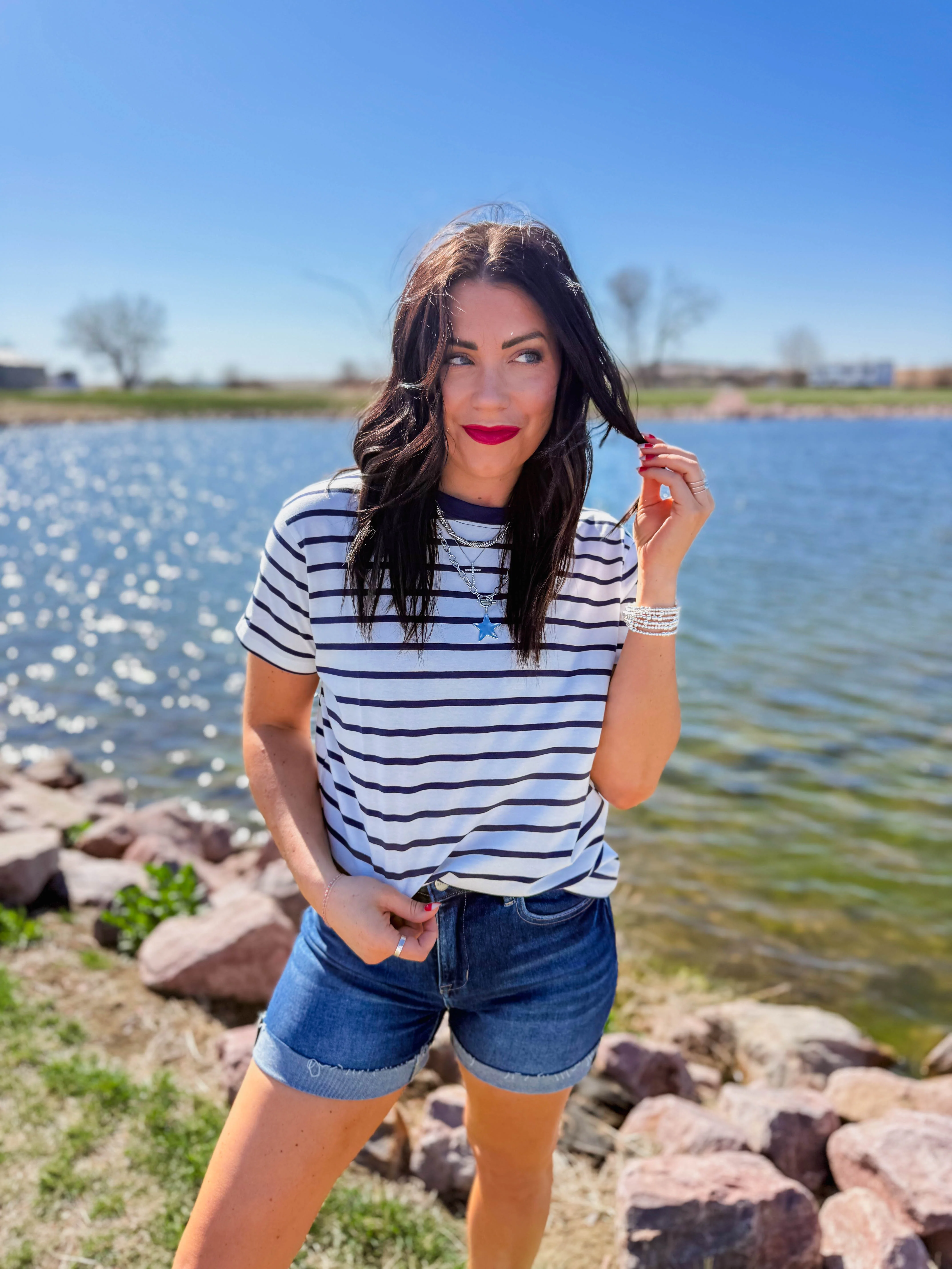 Go-Getter Striped Tee-Navy - Image 4