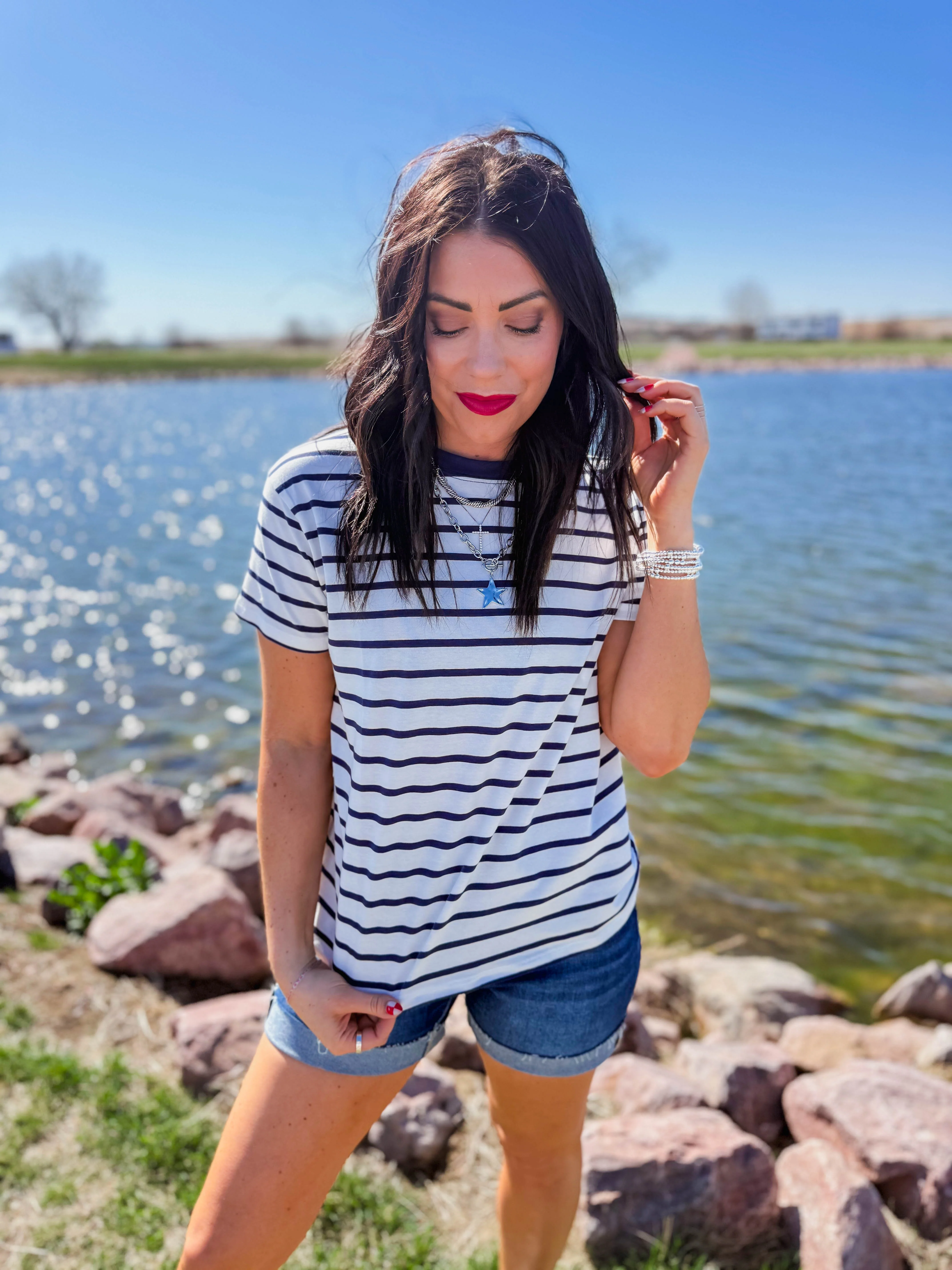 Go-Getter Striped Tee-Navy - Image 6