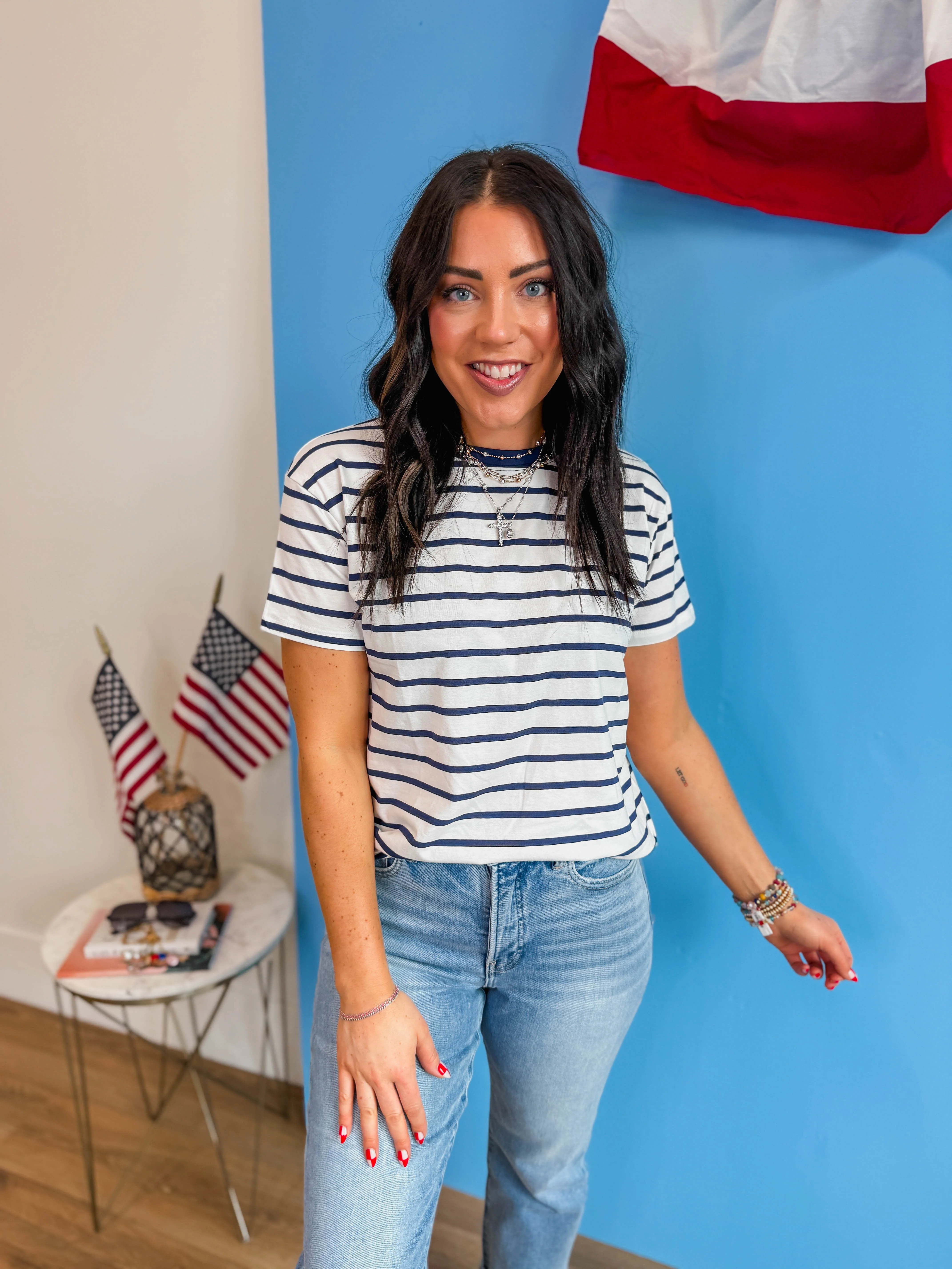 Go-Getter Striped Tee-Navy - Image 7