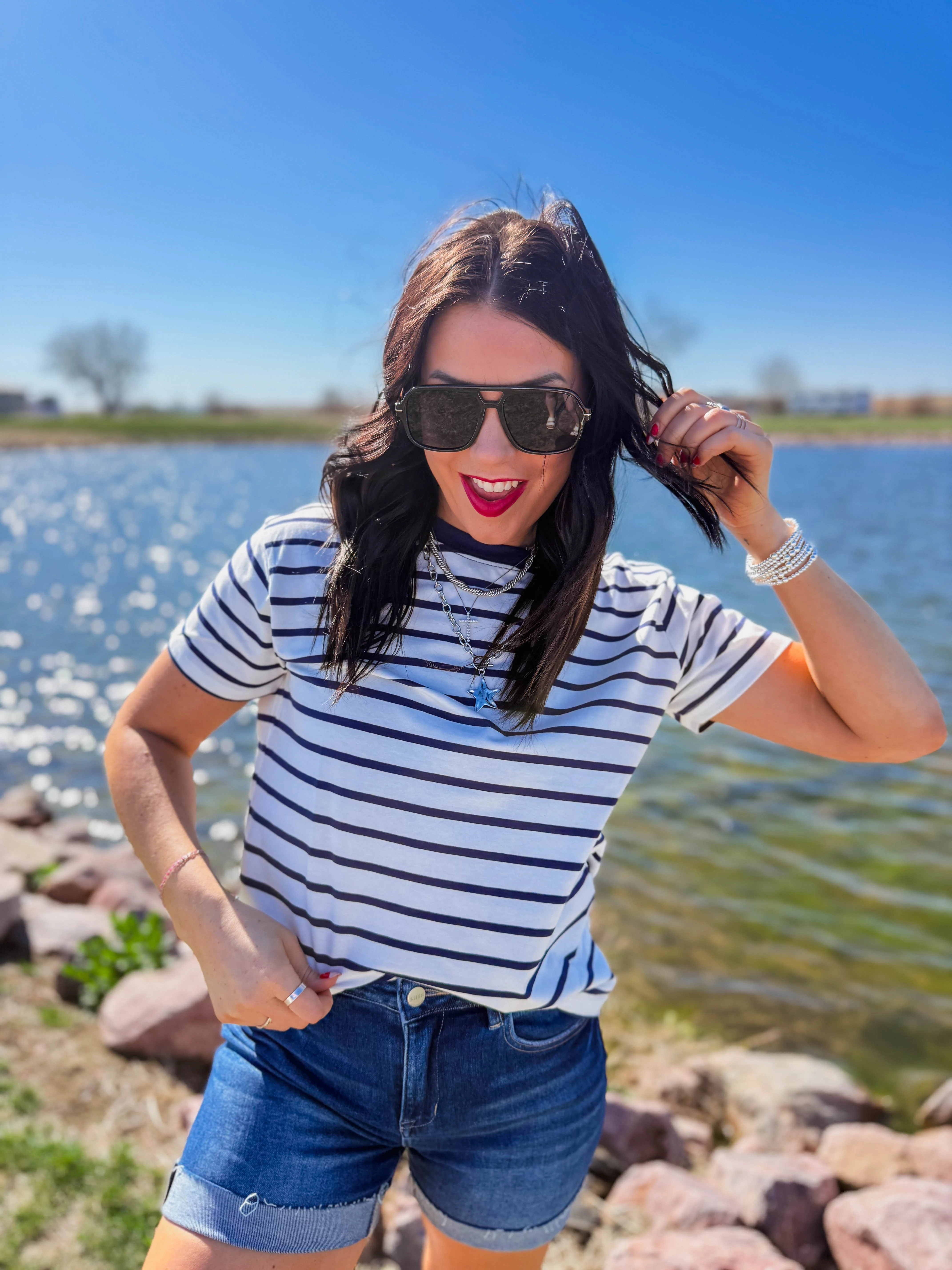 Go-Getter Striped Tee-Navy - Image 8