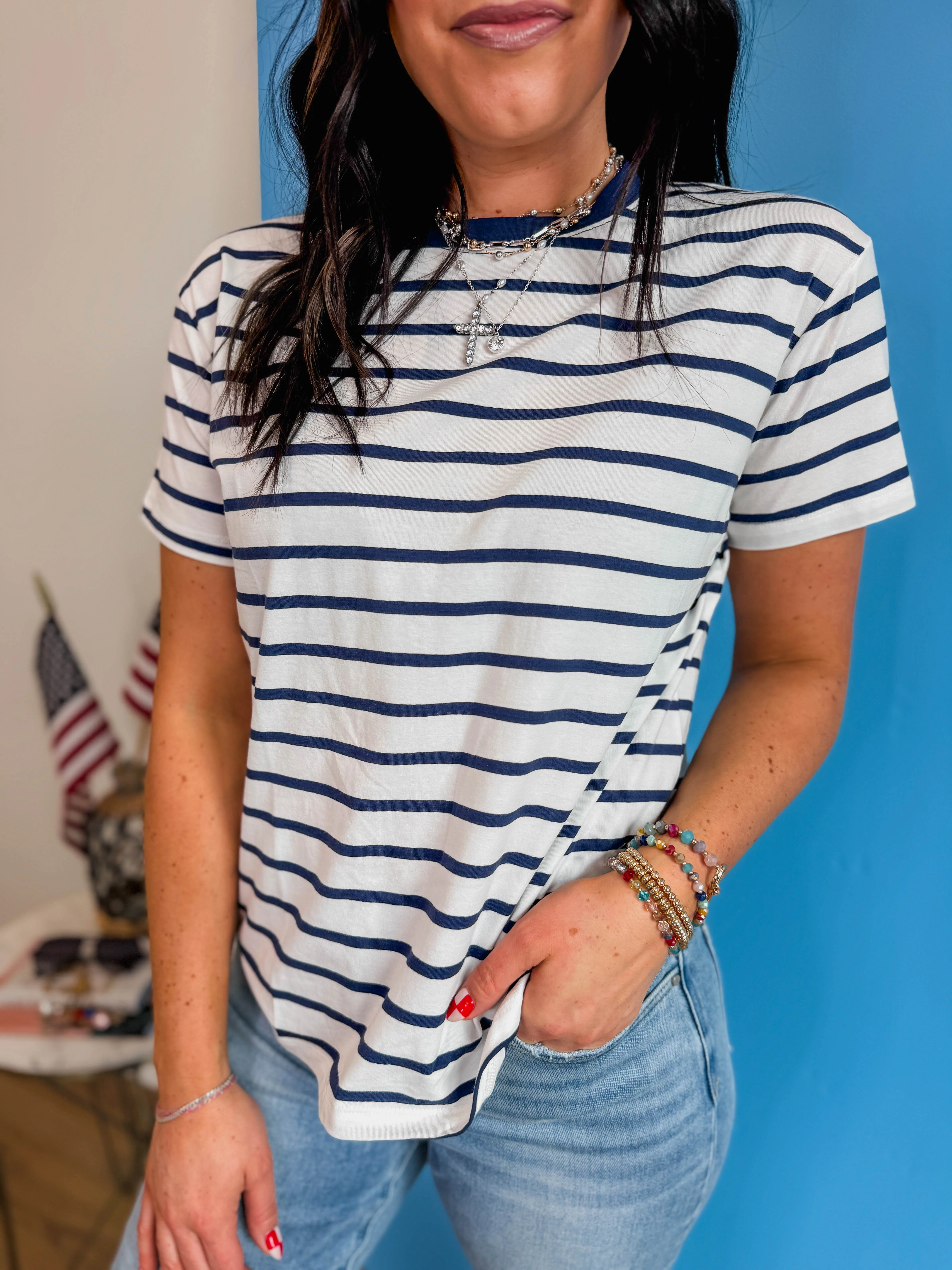 Go-Getter Striped Tee-Navy - Image 9