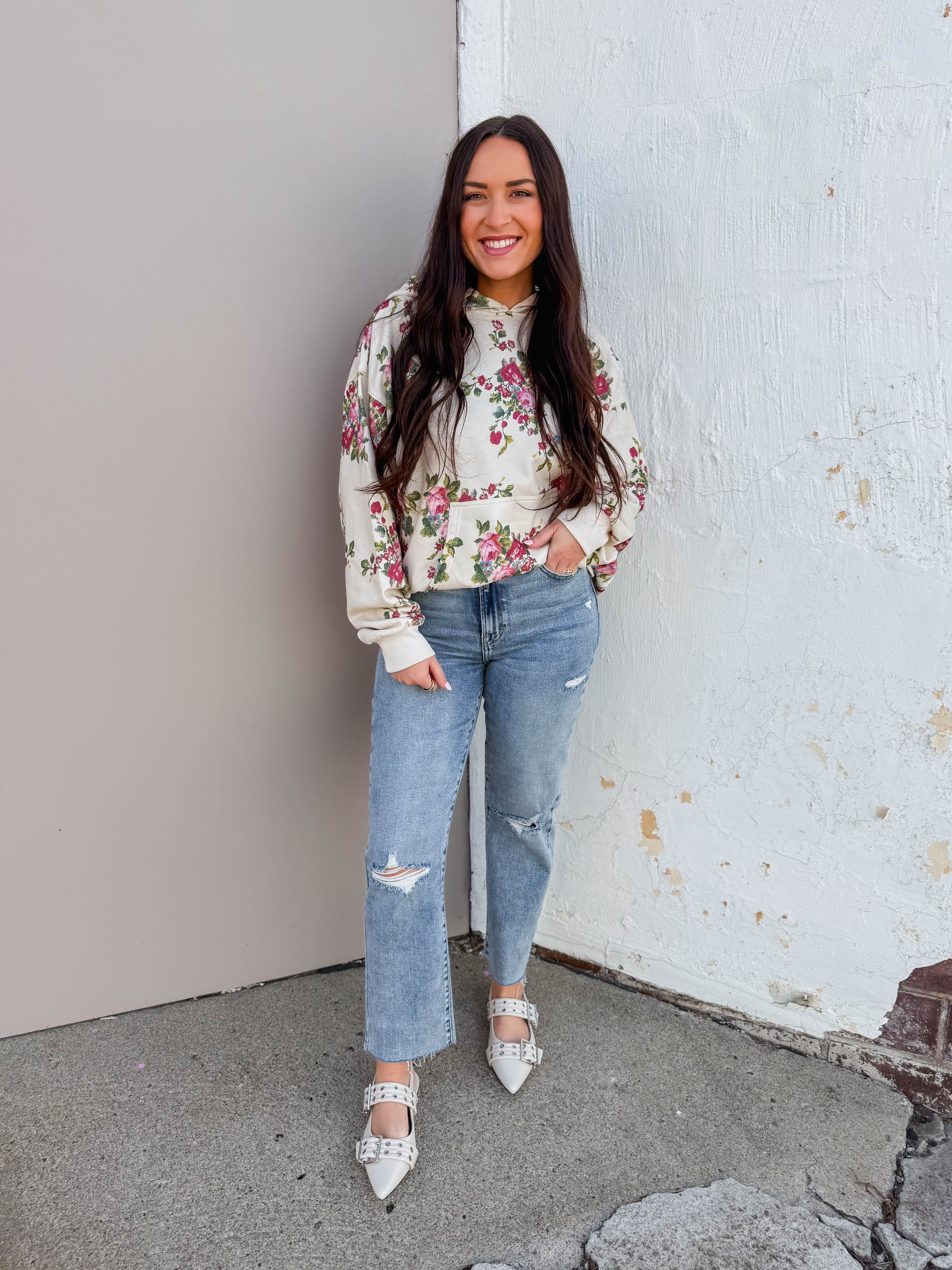 Elevated Essential Hoodie-Ivory Floral - Image 10