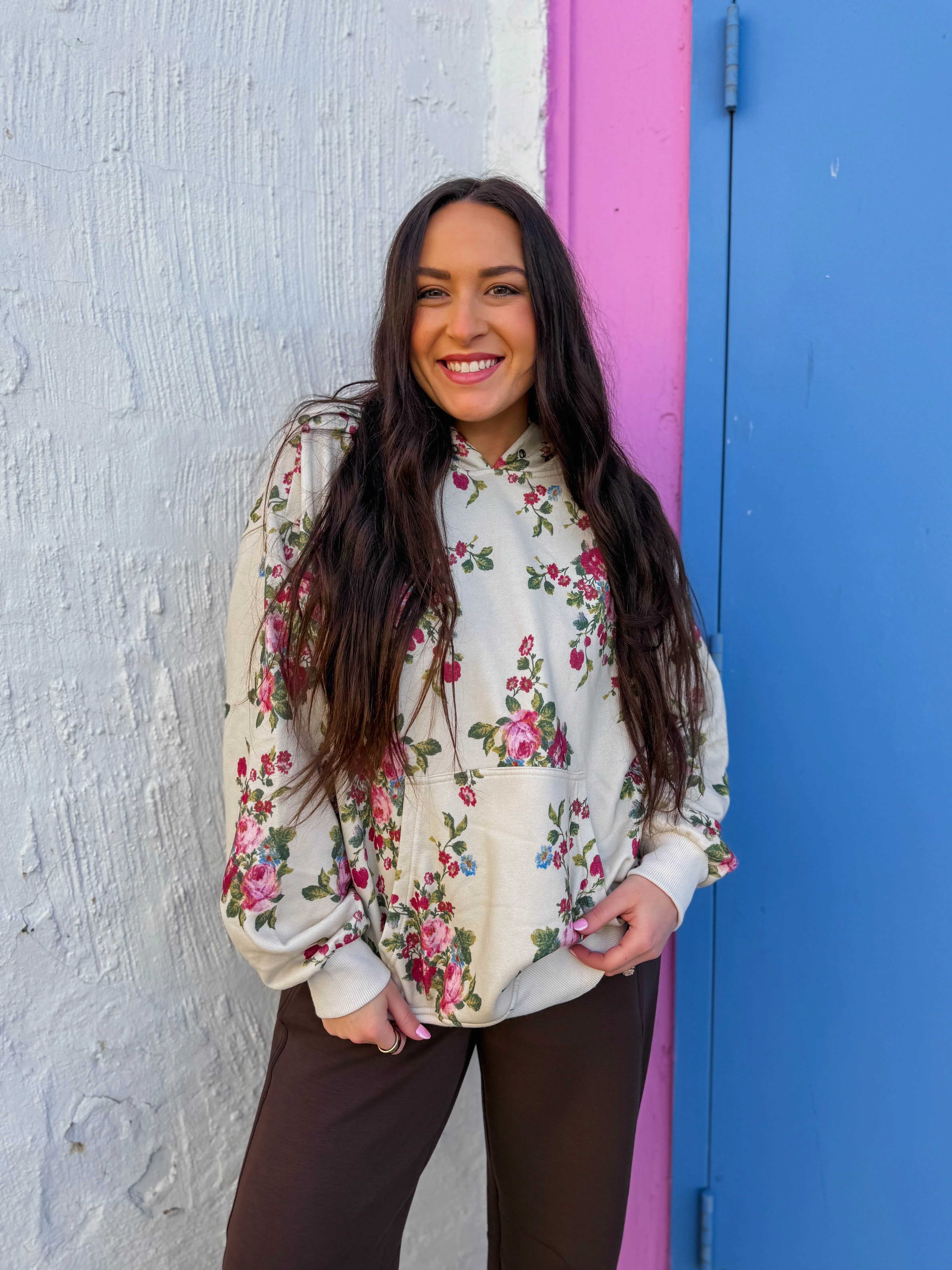 Elevated Essential Hoodie-Ivory Floral - Image 14