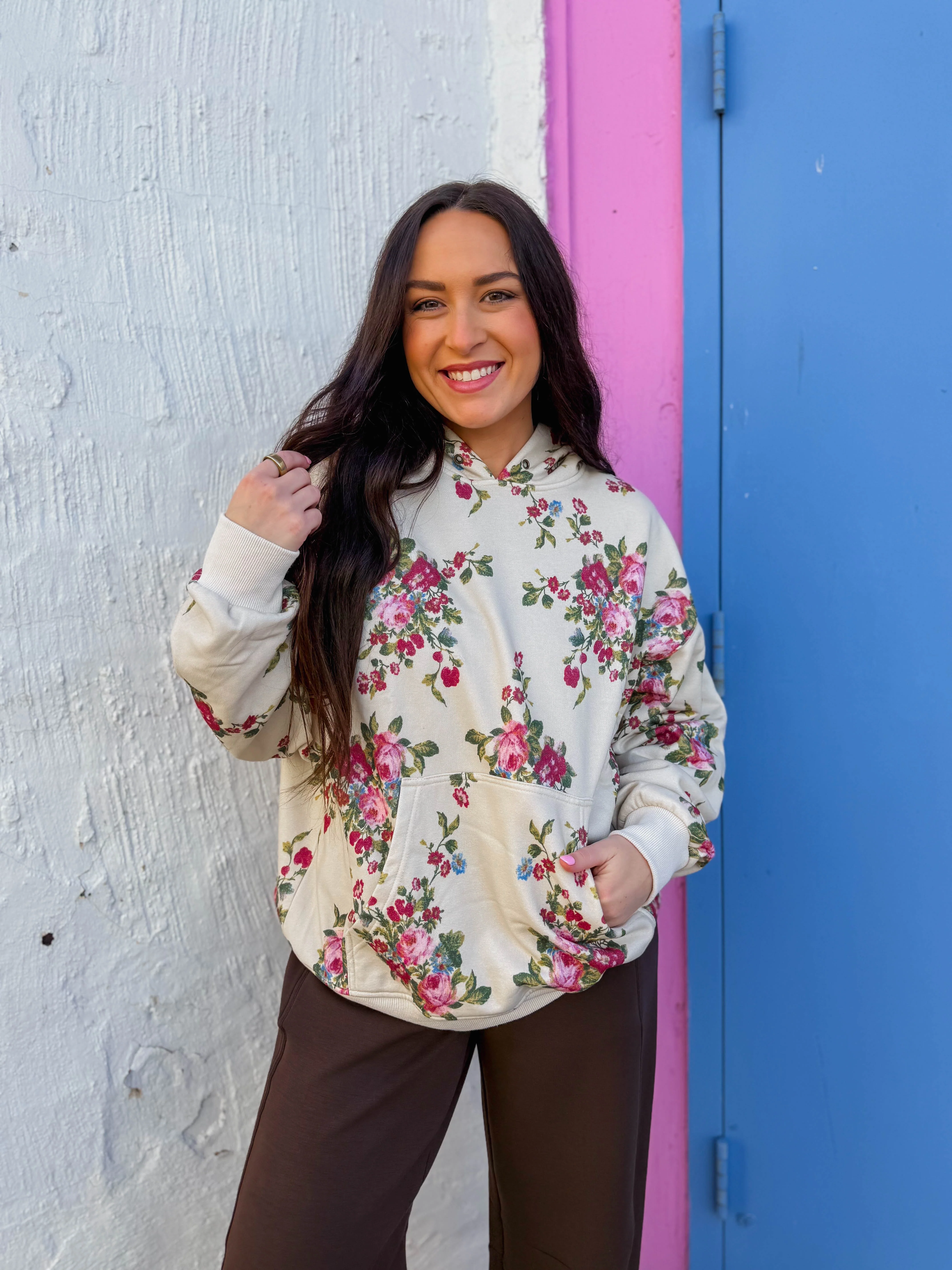 Elevated Essential Hoodie-Ivory Floral - Image 16