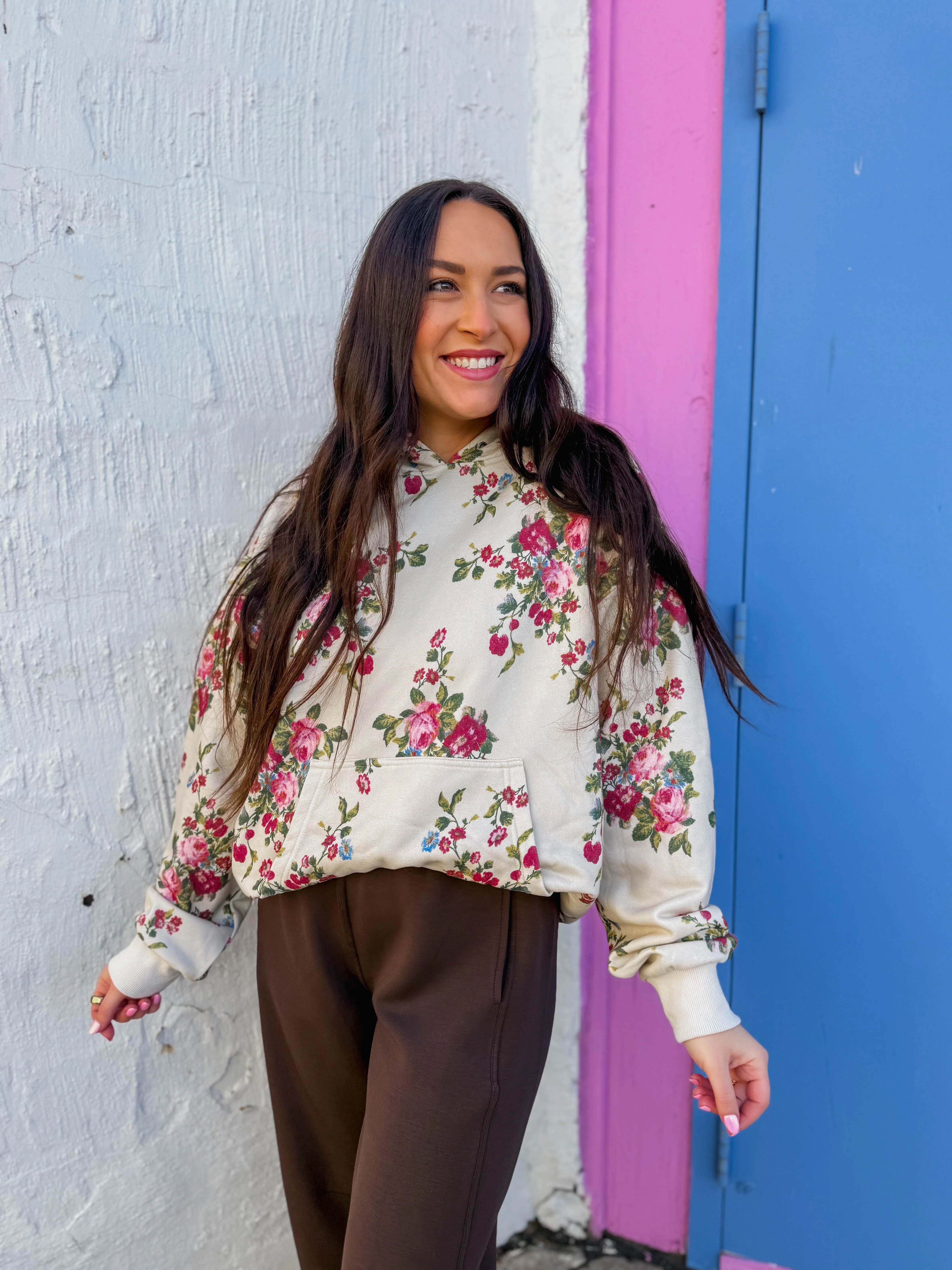 Elevated Essential Hoodie-Ivory Floral - Image 18