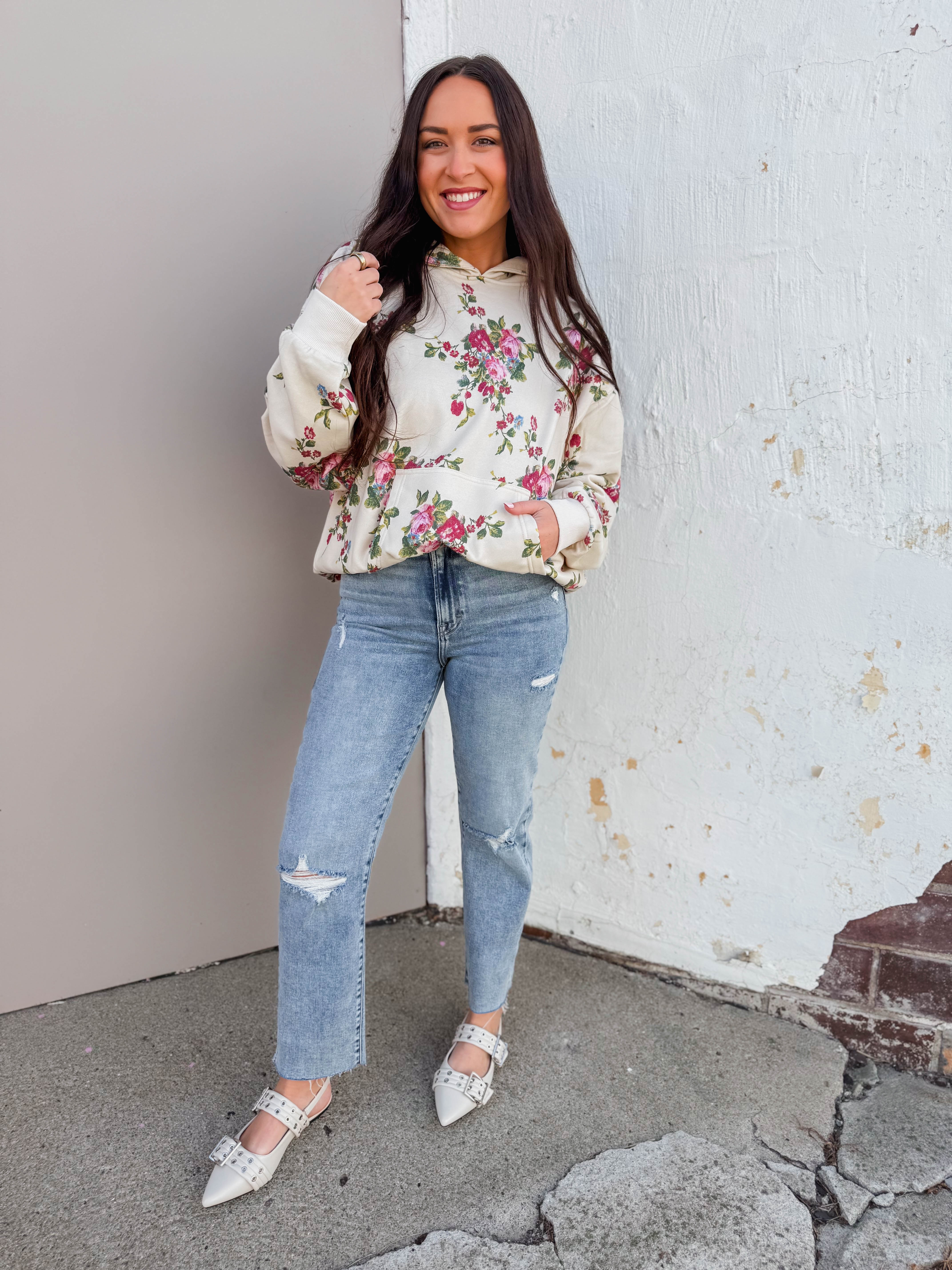 Elevated Essential Hoodie-Ivory Floral - Image 23