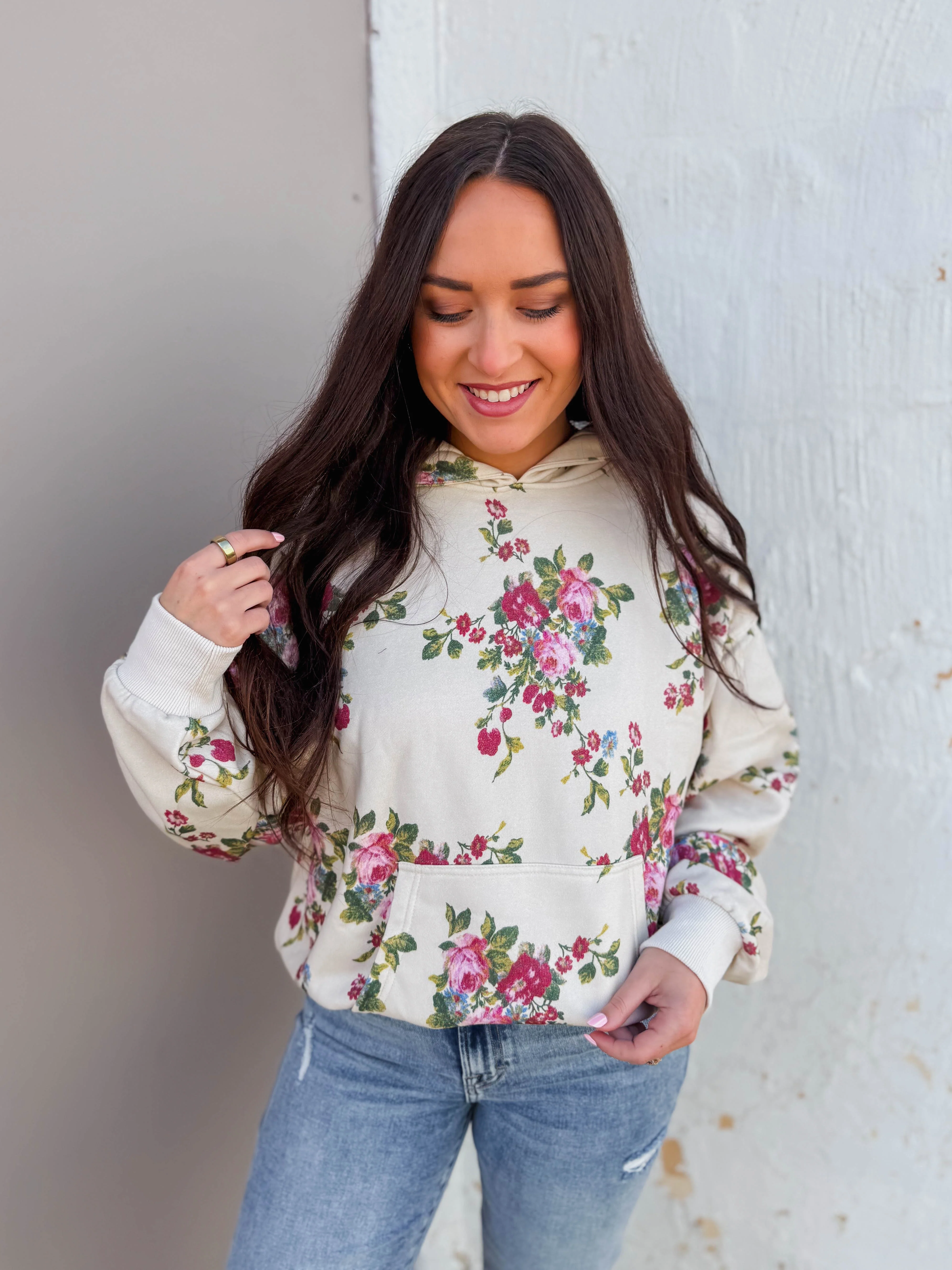 Elevated Essential Hoodie-Ivory Floral - Image 9
