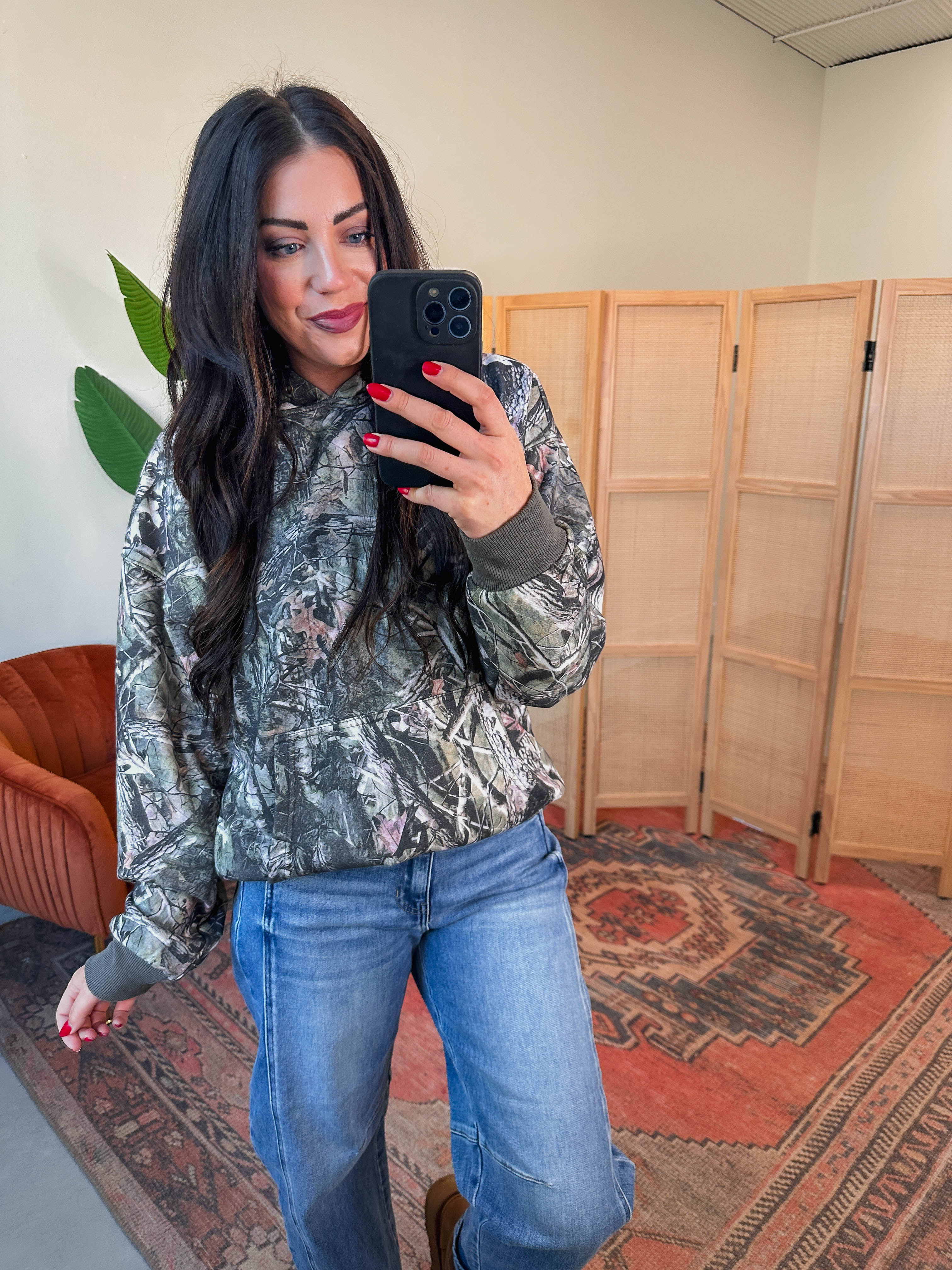 Elevated Essential Hoodie-Olive Camo - Image 8