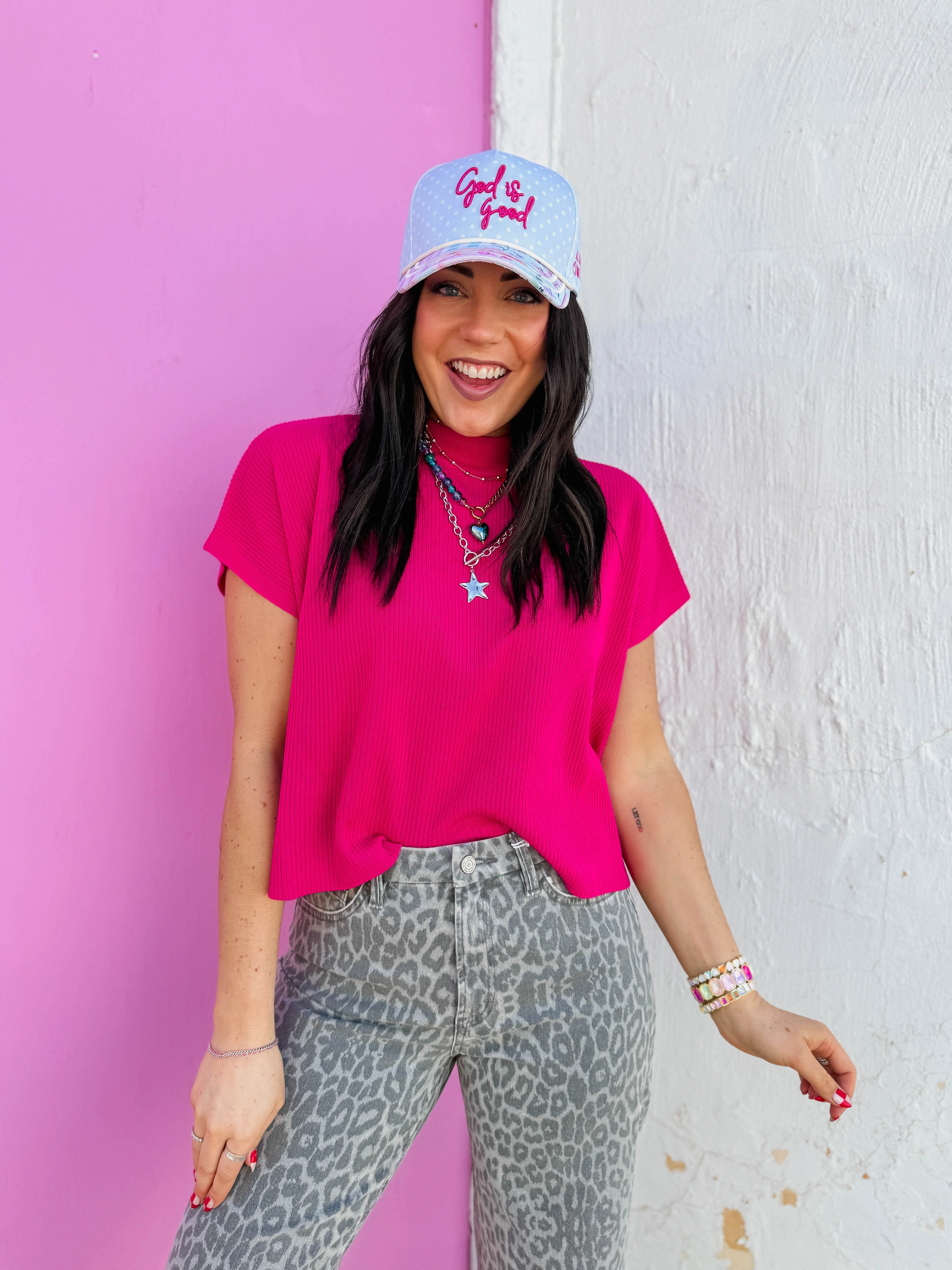Elladee Knit Top-Hot Pink - Image 13