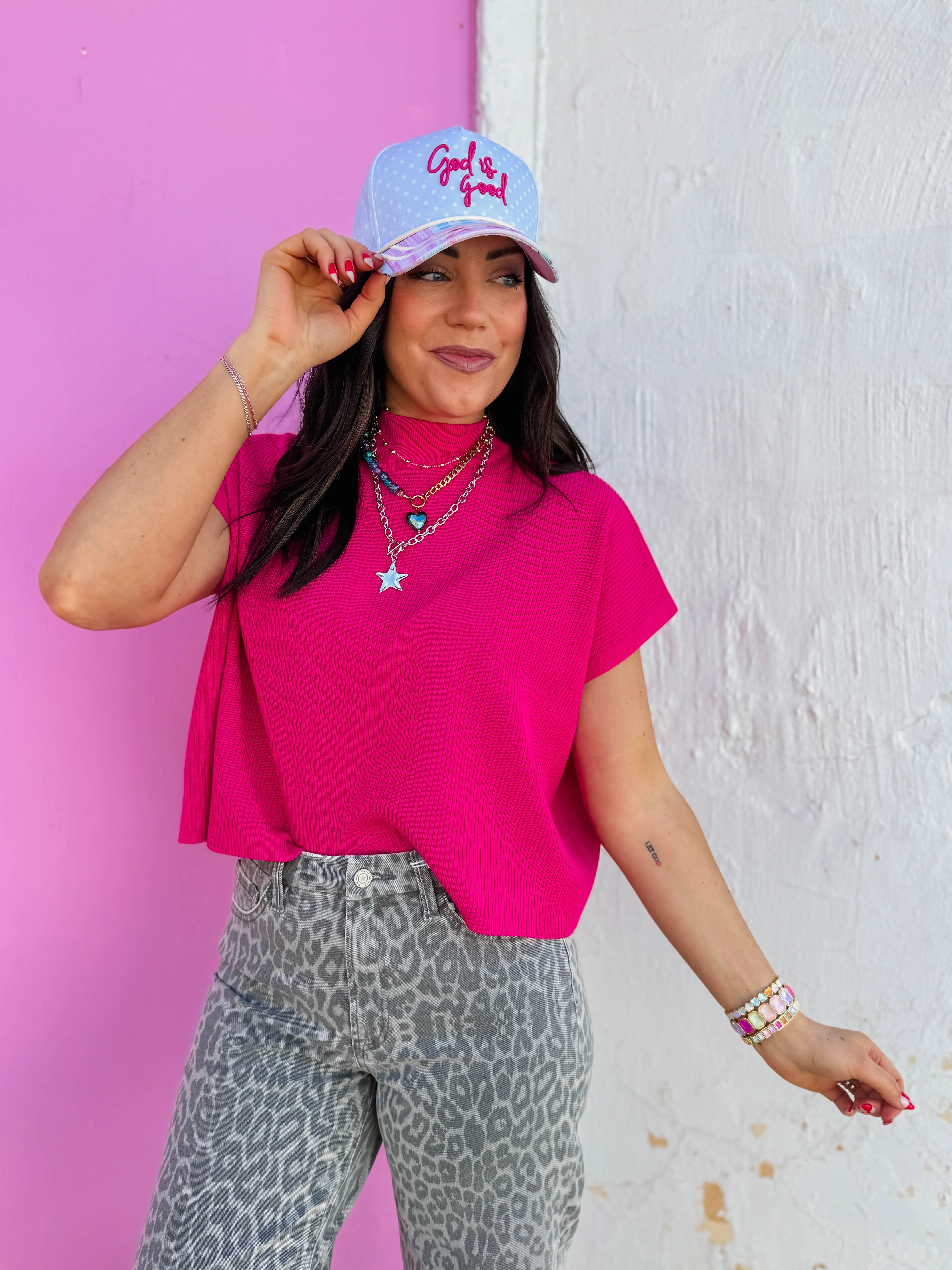 Elladee Knit Top-Hot Pink - Image 14