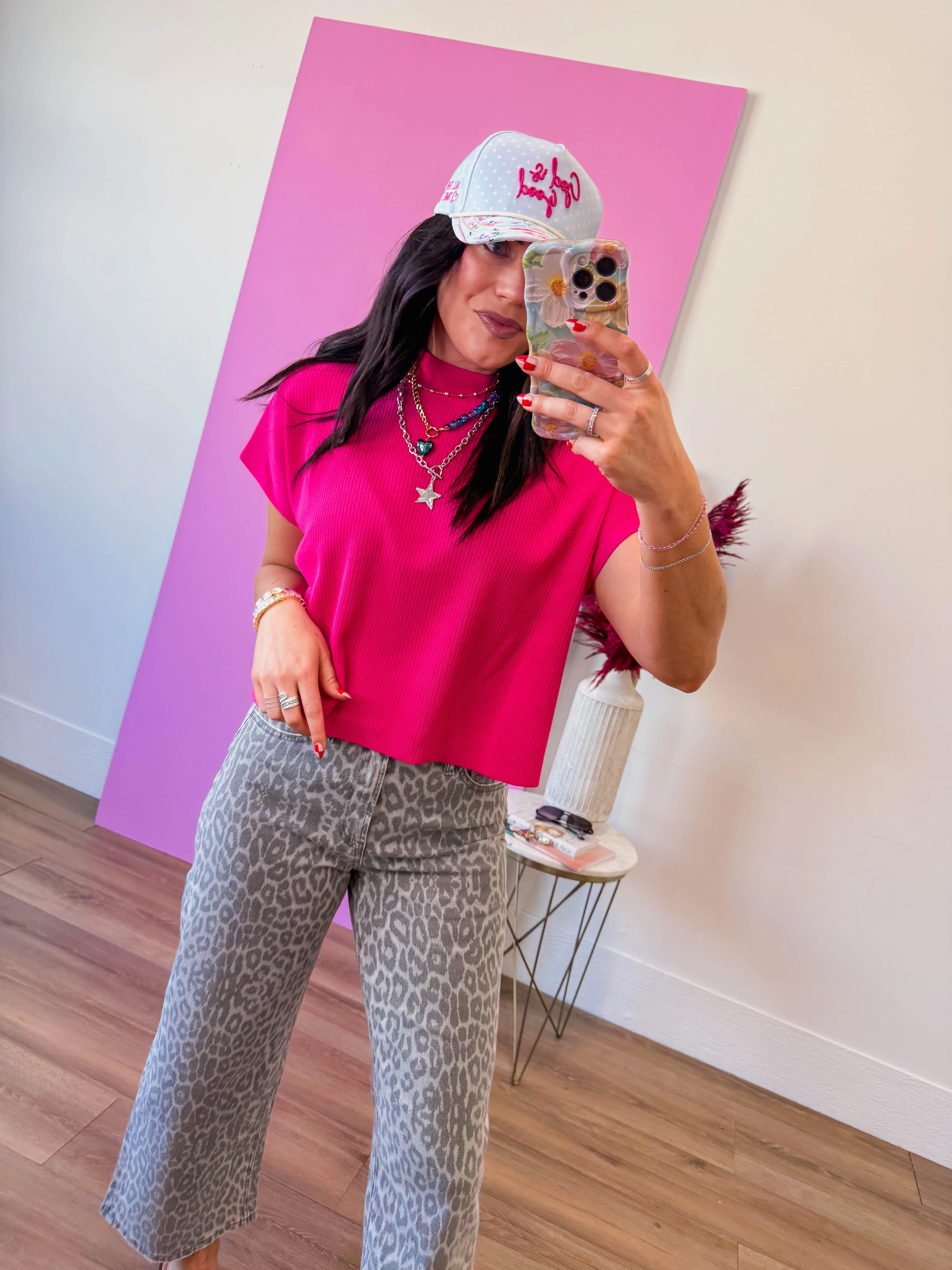 Elladee Knit Top-Hot Pink - Image 20