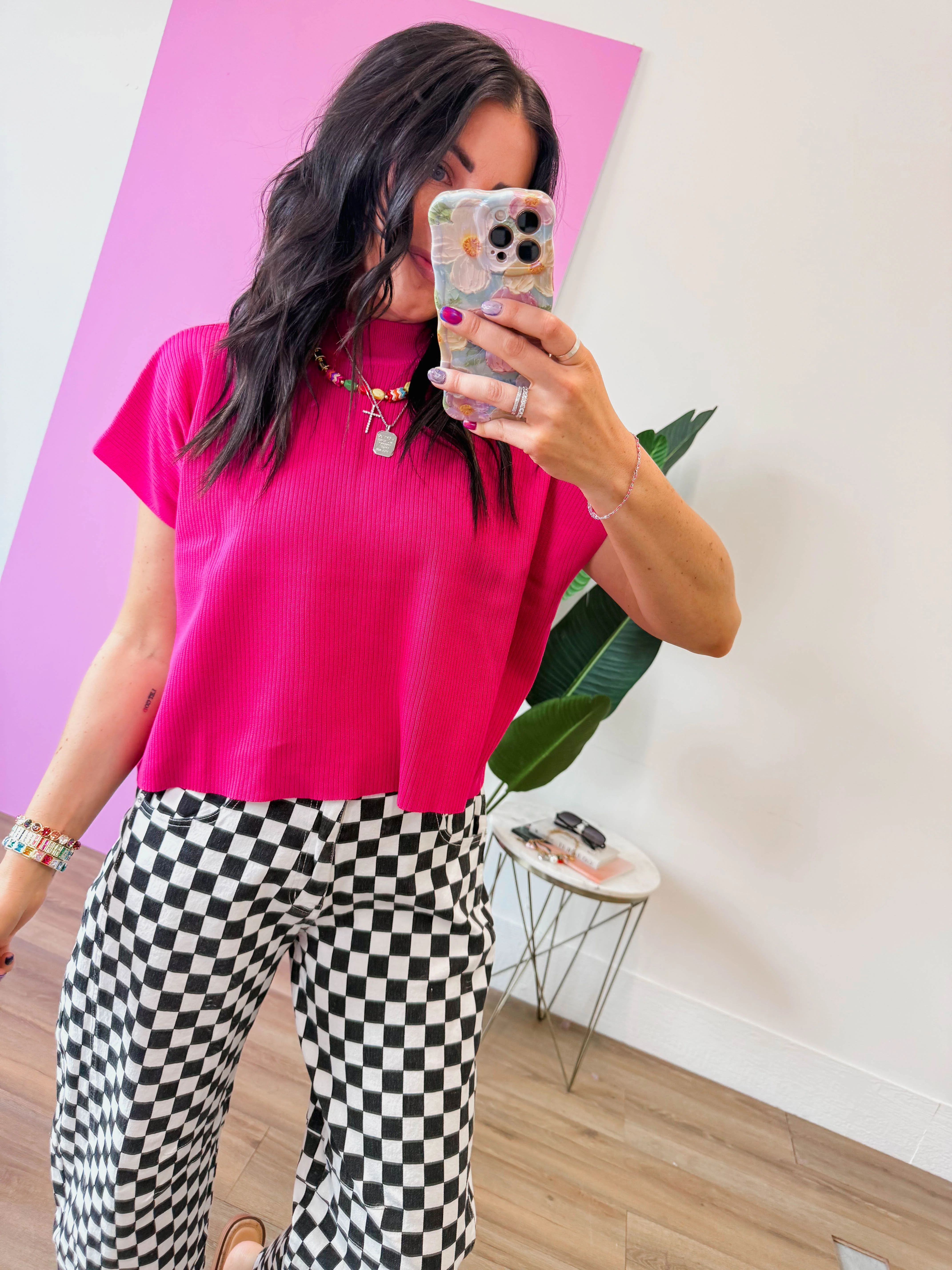 Elladee Knit Top-Hot Pink - Image 8