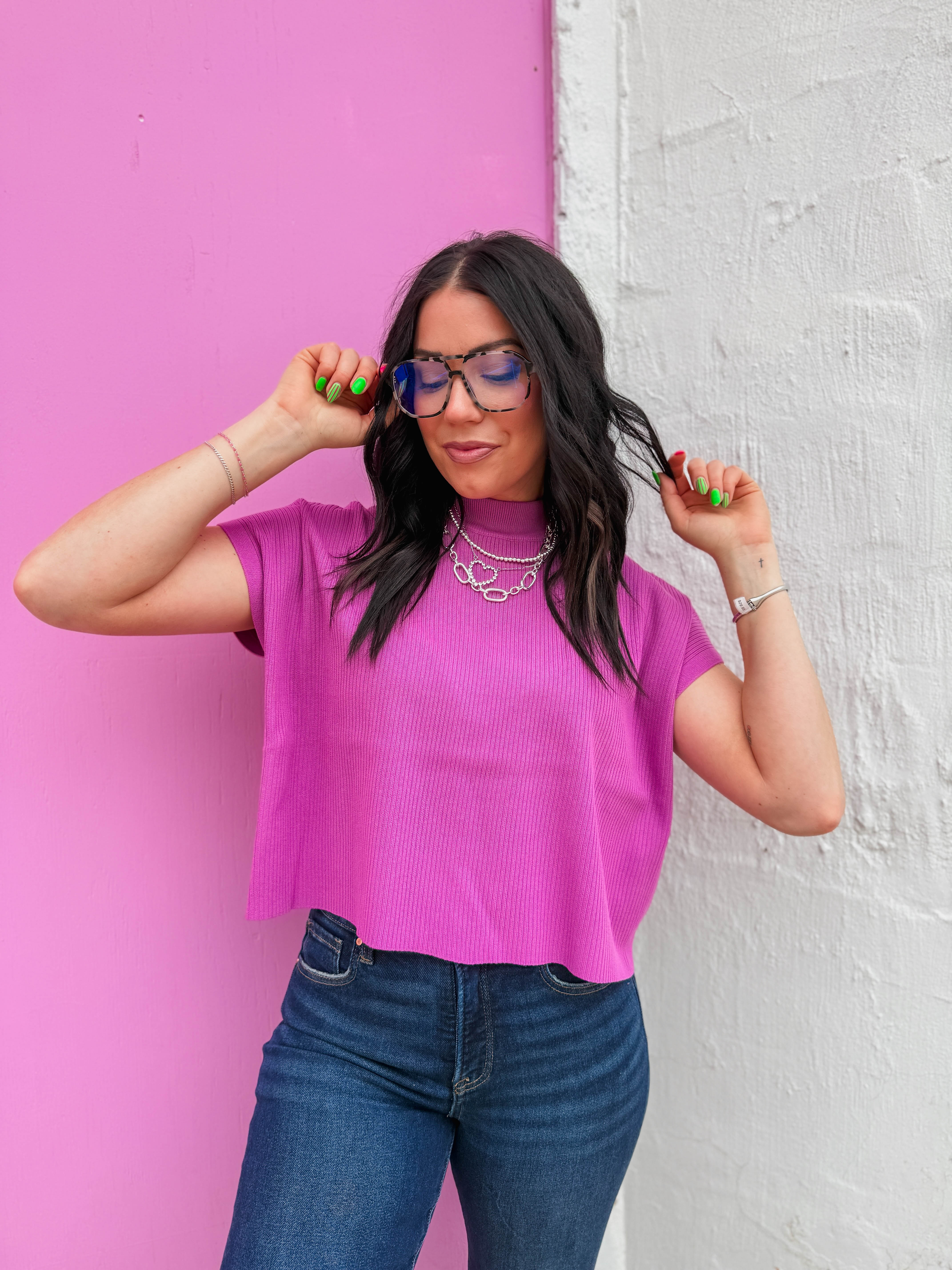 Elladee Knit Top-Light Plum - Image 8