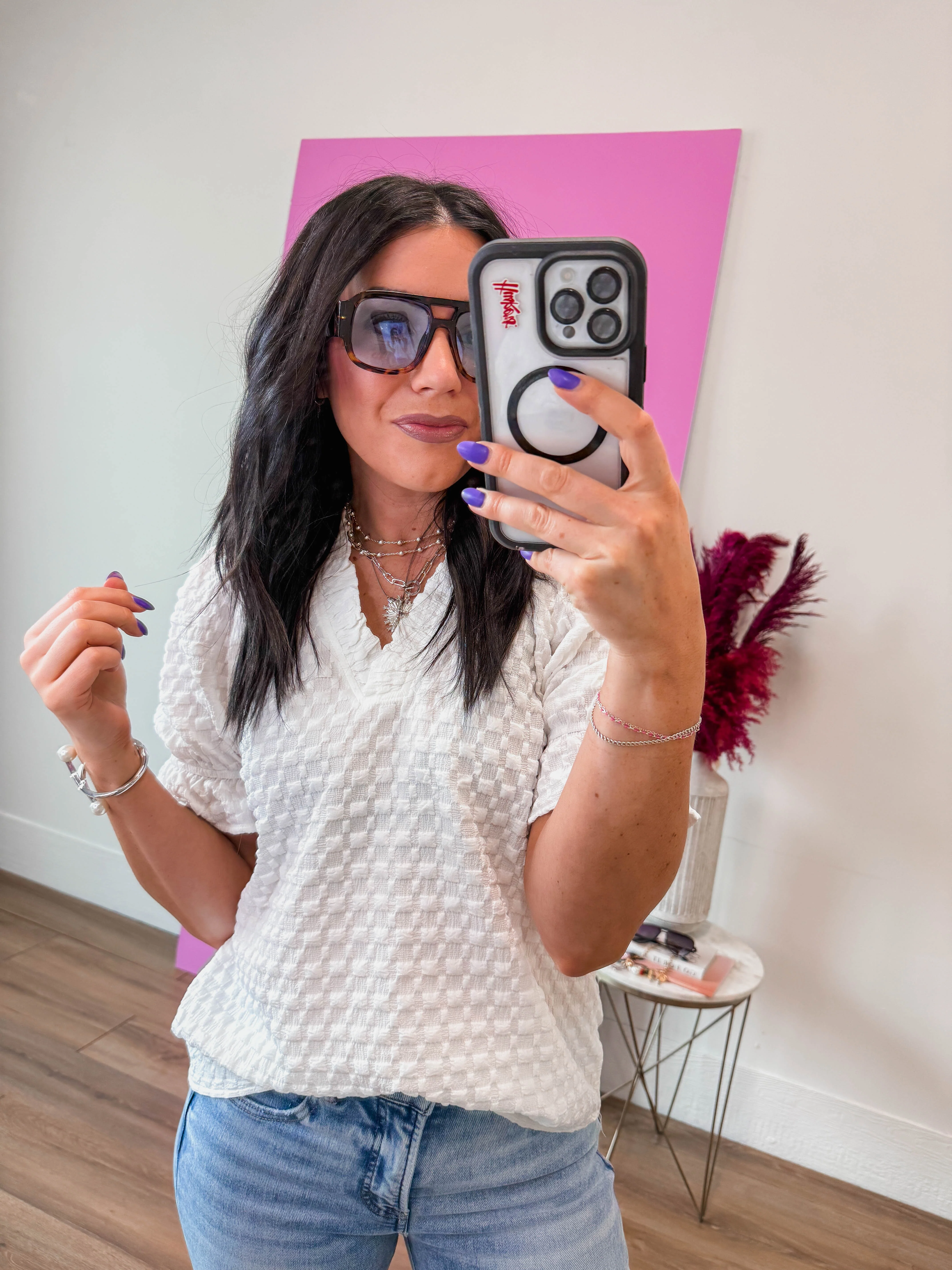 Ellen Retro Square Pilot Sunglasses-Tortoise/Blue - Image 4