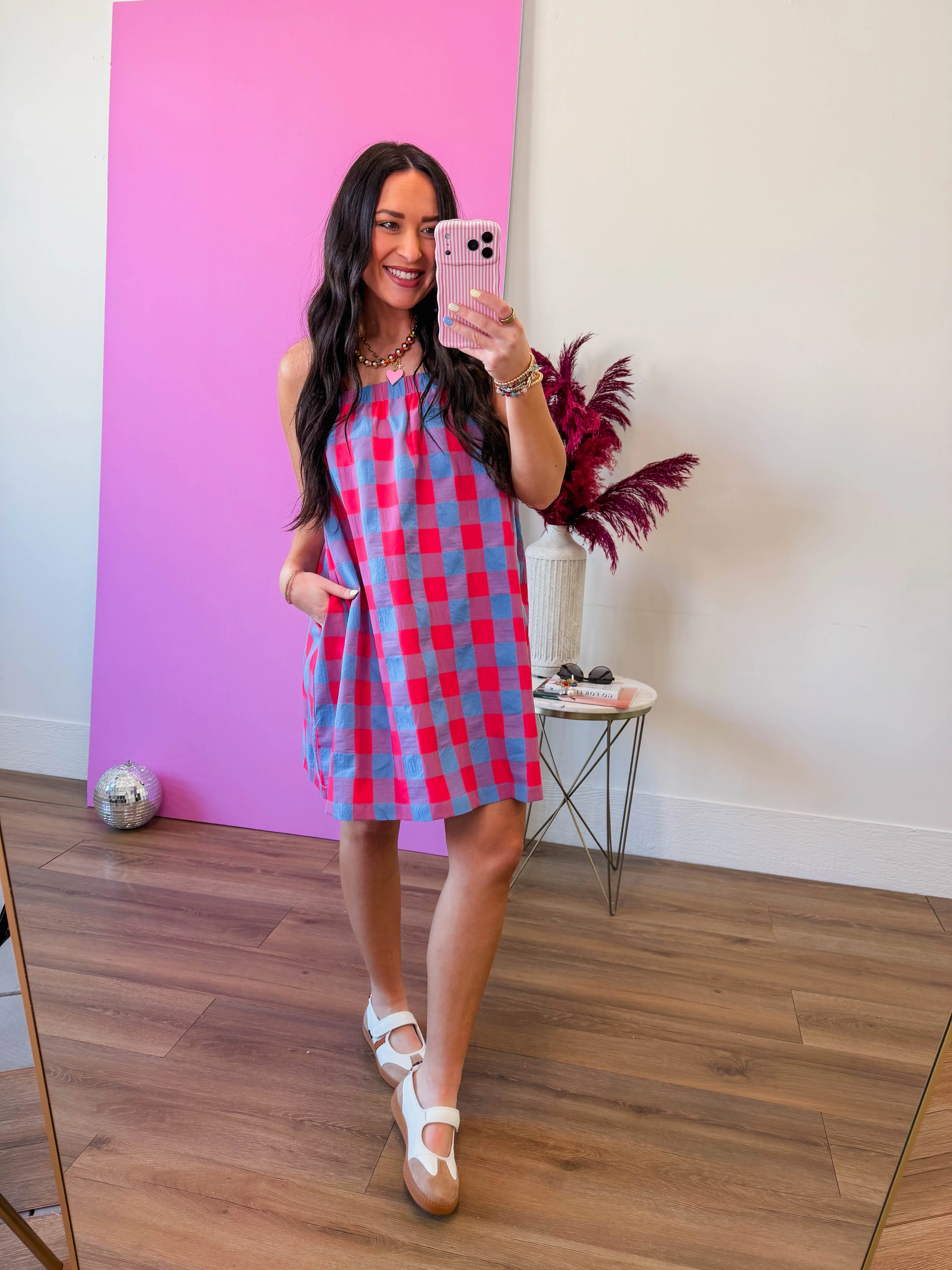 Everly Plaid Mini Dress - Image 2
