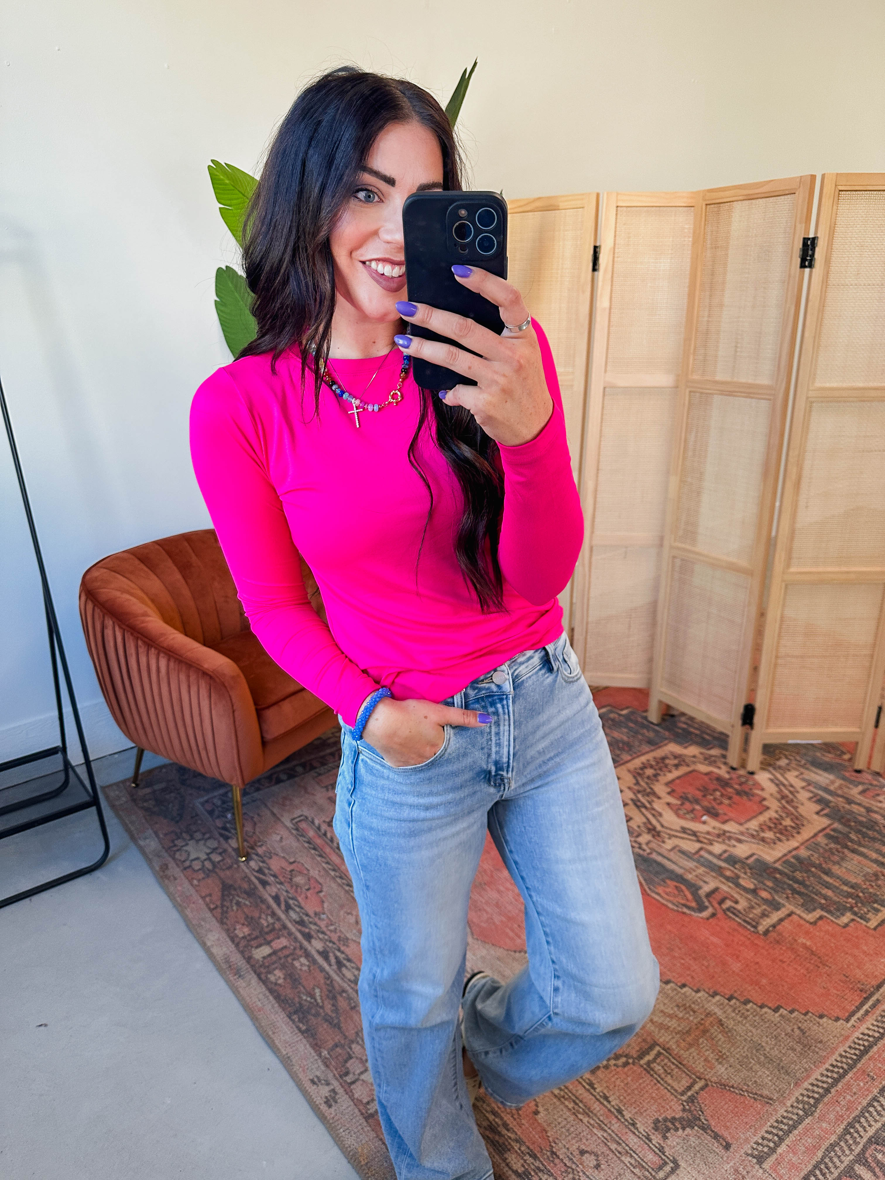 Everyday Essential Long Sleeve-Hot Pink - Image 20
