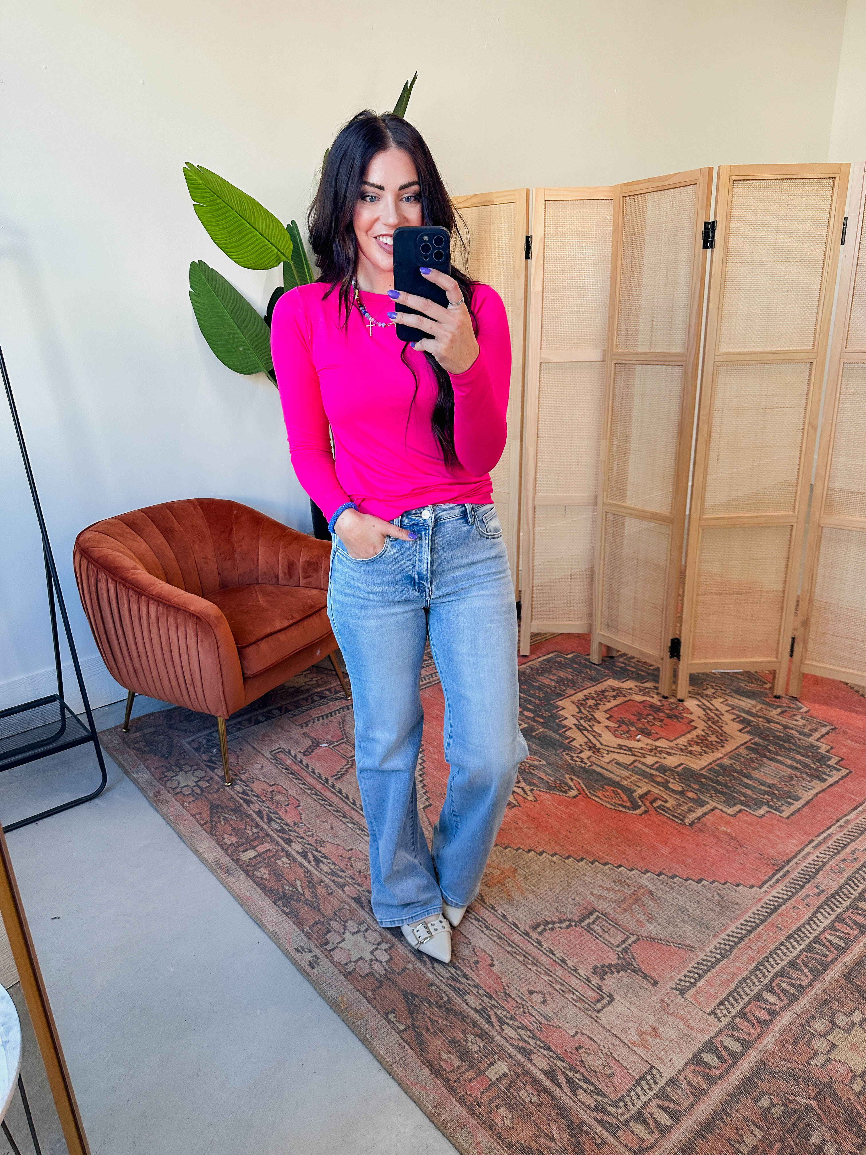 Everyday Essential Long Sleeve-Hot Pink - Image 25