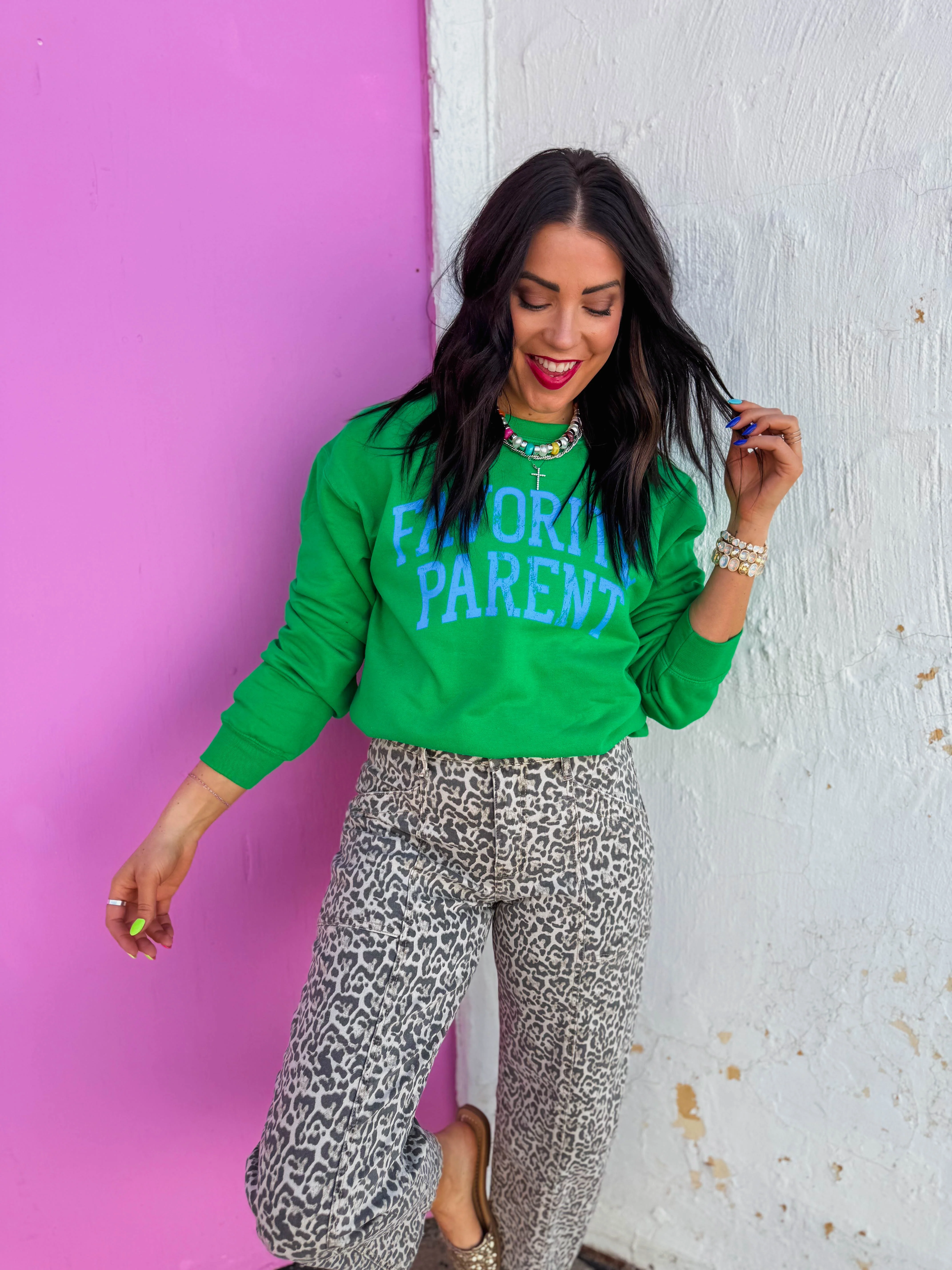 Favorite Parent Crewneck-Green - Image 5