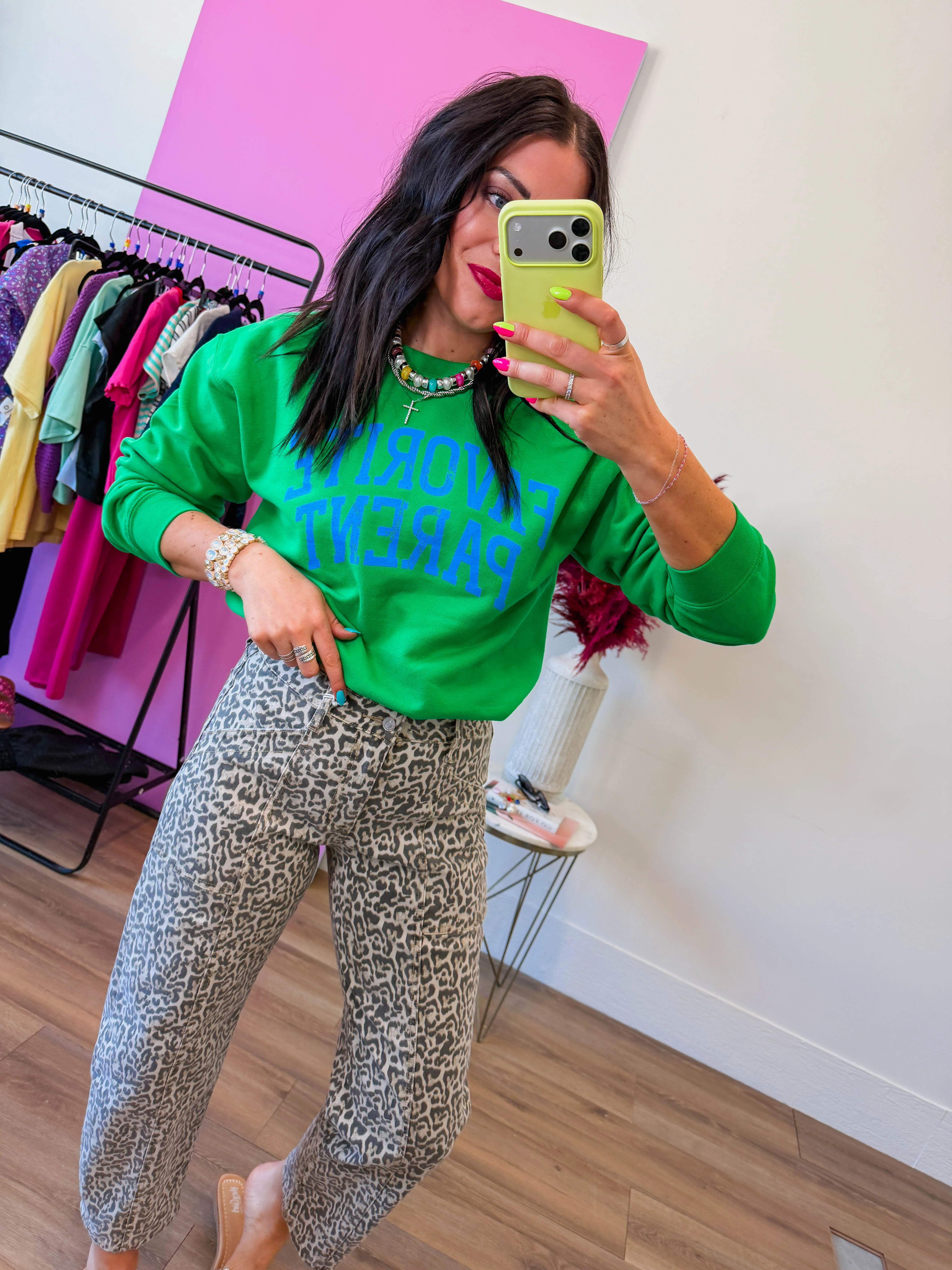 Favorite Parent Crewneck-Green - Image 8