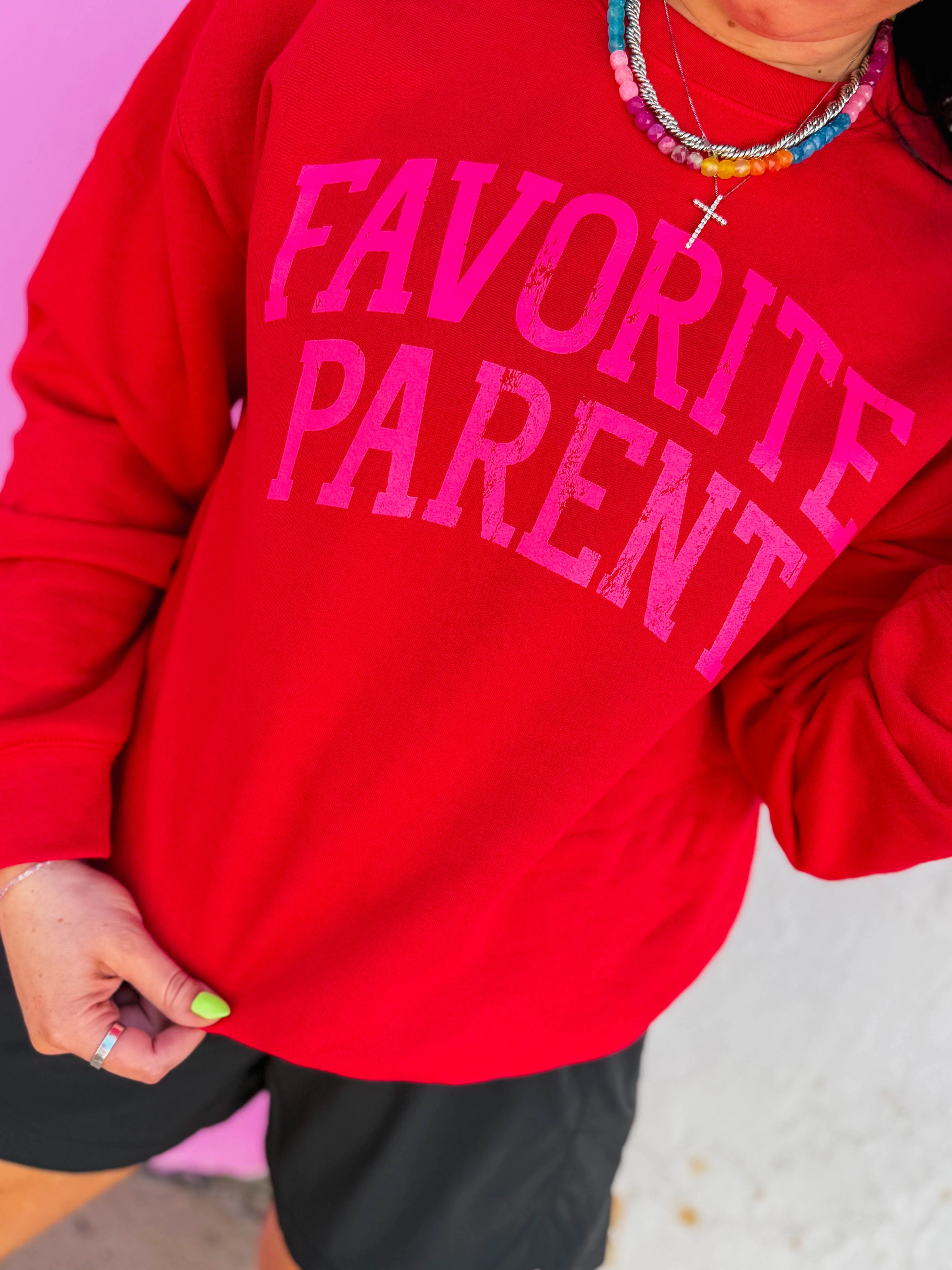 Favorite Parent Crewneck-Red - Image 5