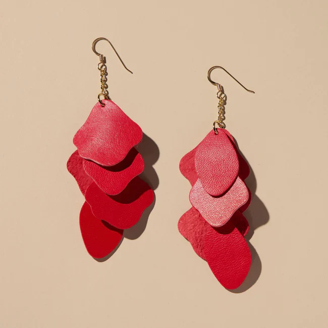 Florence Earrings-Pomegranate - Nickel & Suede - Image 3