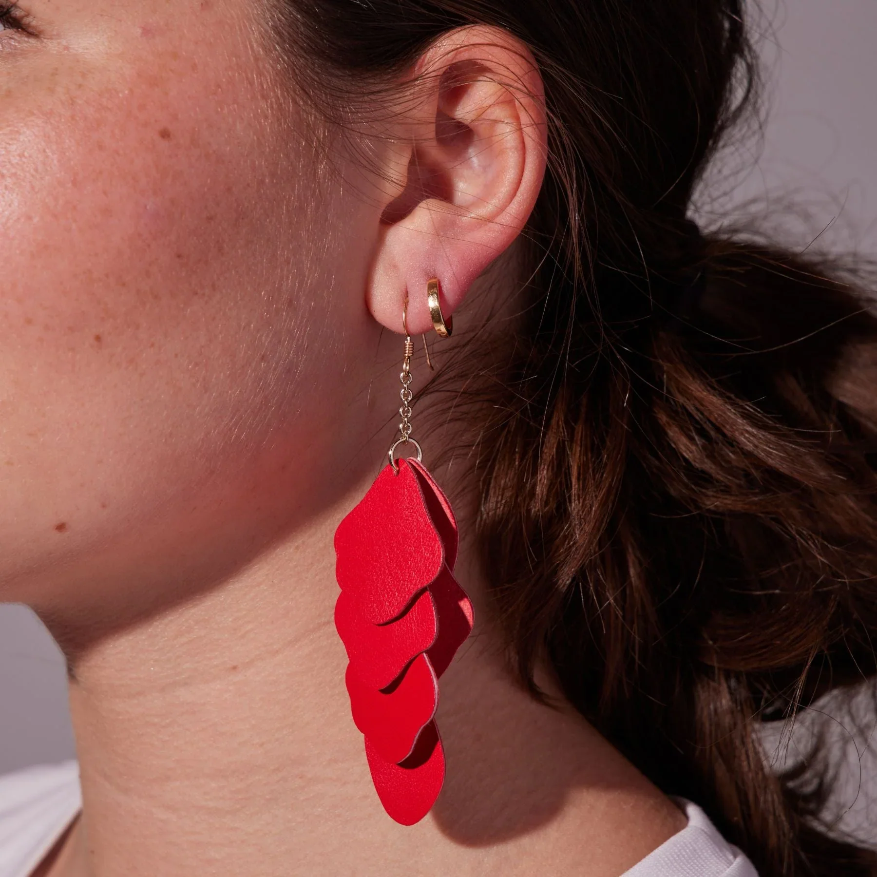 Florence Earrings-Pomegranate - Nickel & Suede - Image 4