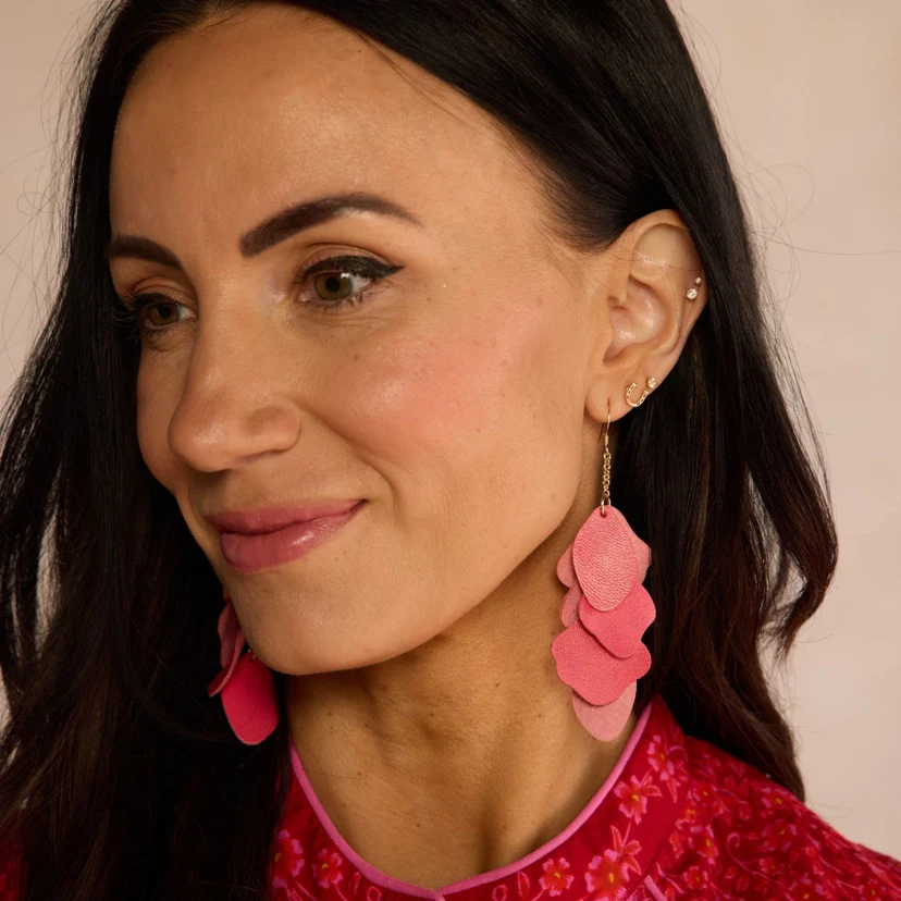 Florence Earrings-Watermelon Shimmer - Nickel & Suede - Image 3