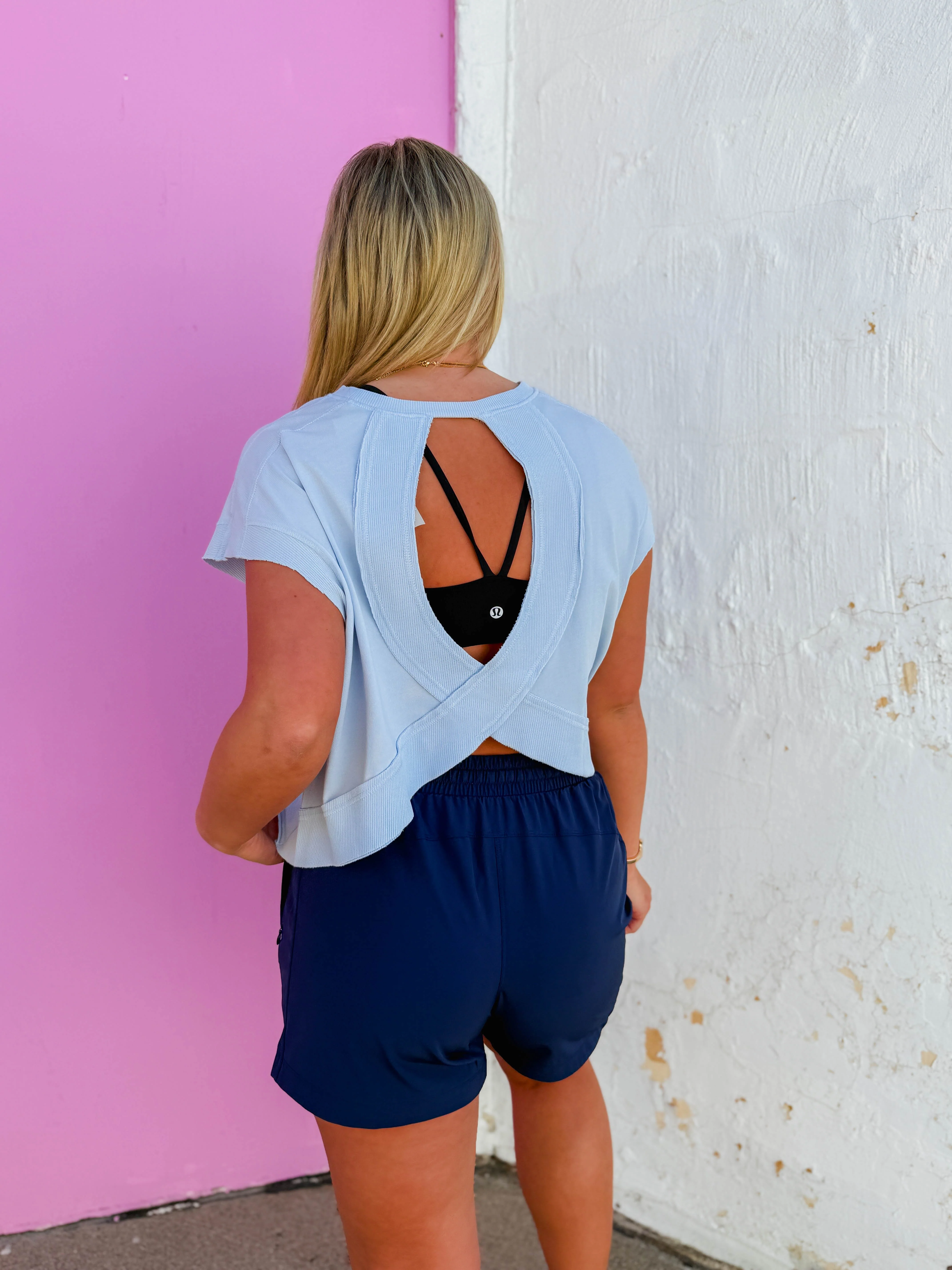 Flow Form Open Back Tee-Halogen Blue - Image 2