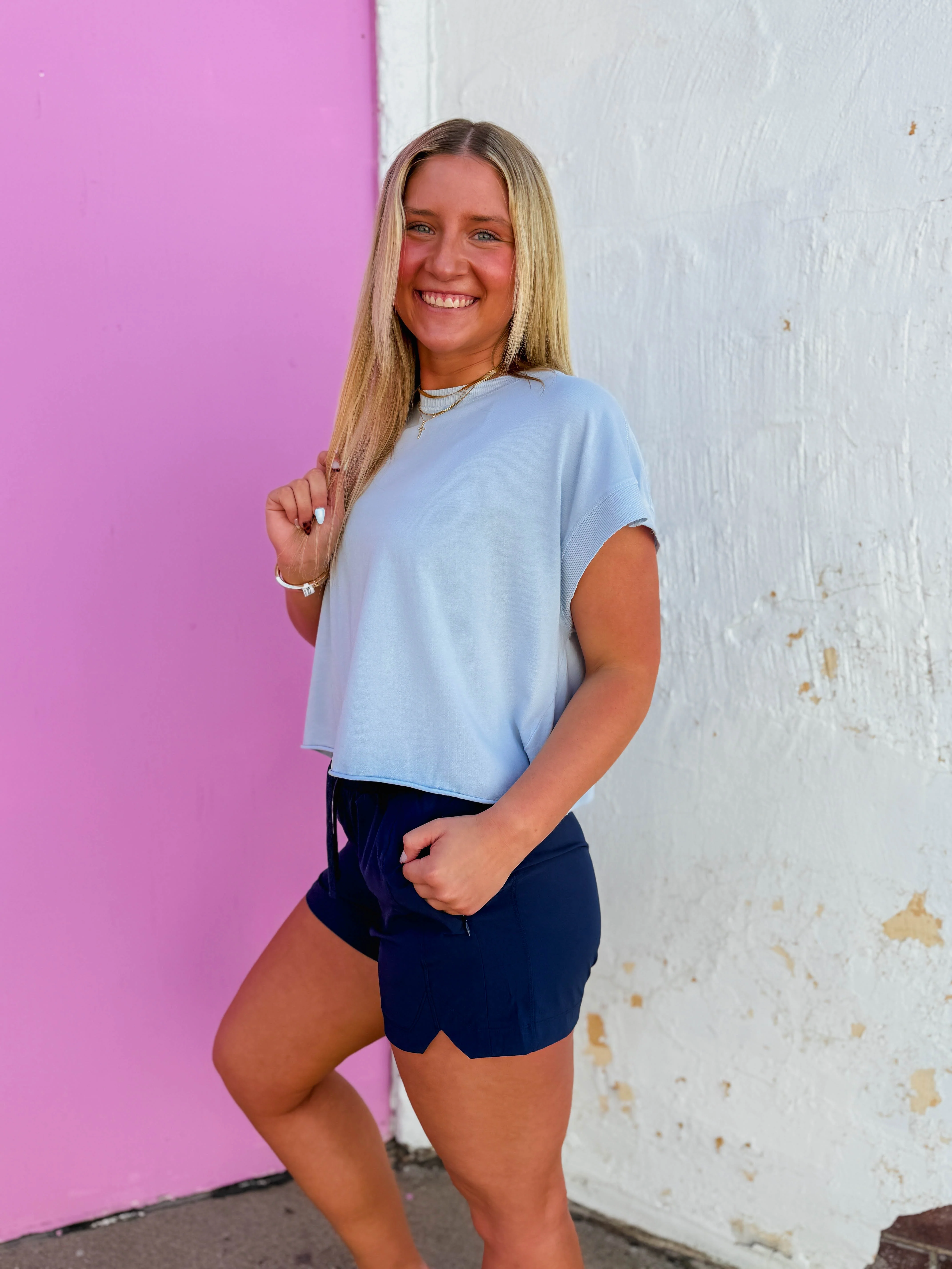 Flow Form Open Back Tee-Halogen Blue - Image 4