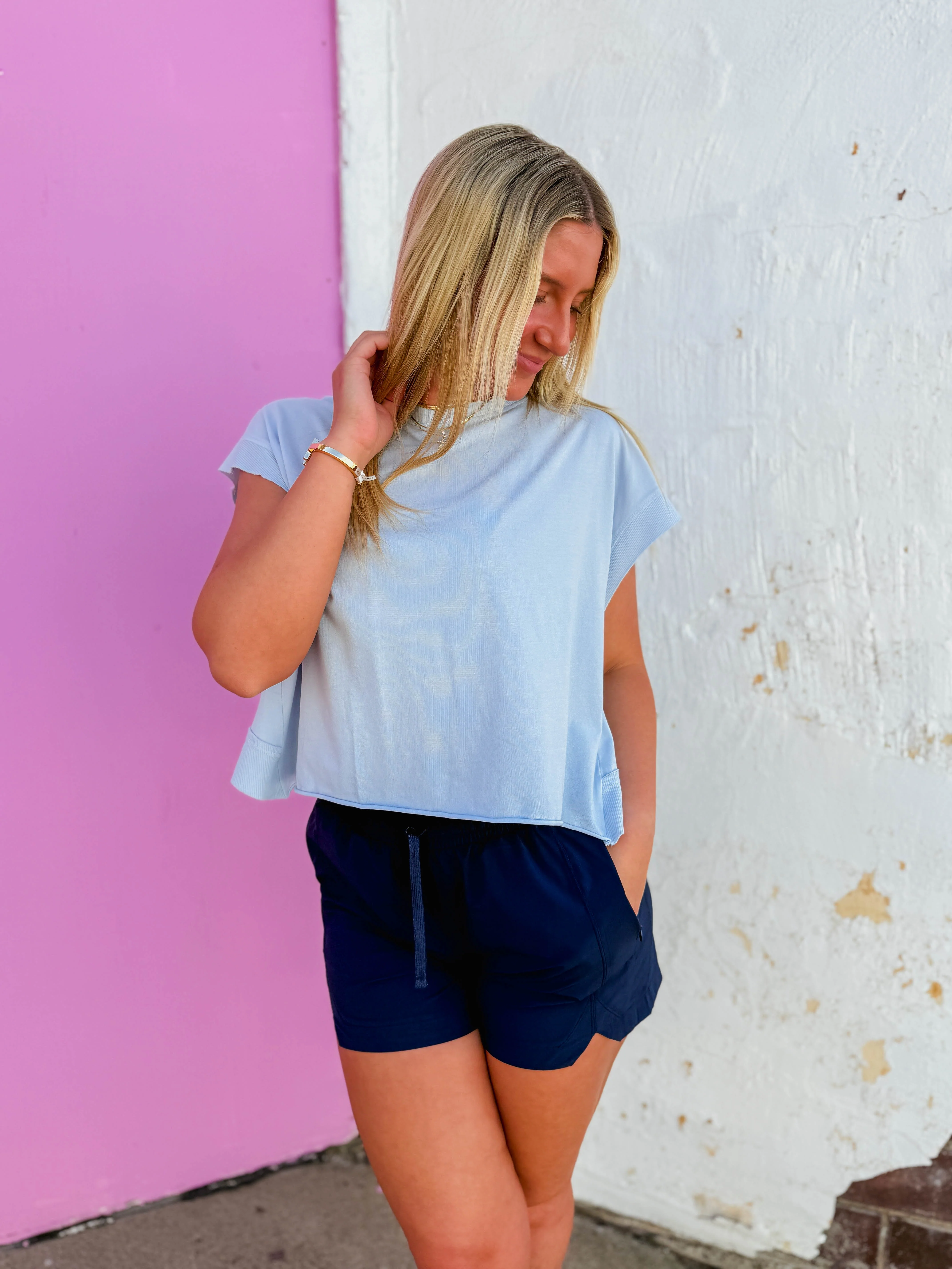 Flow Form Open Back Tee-Halogen Blue - Image 5