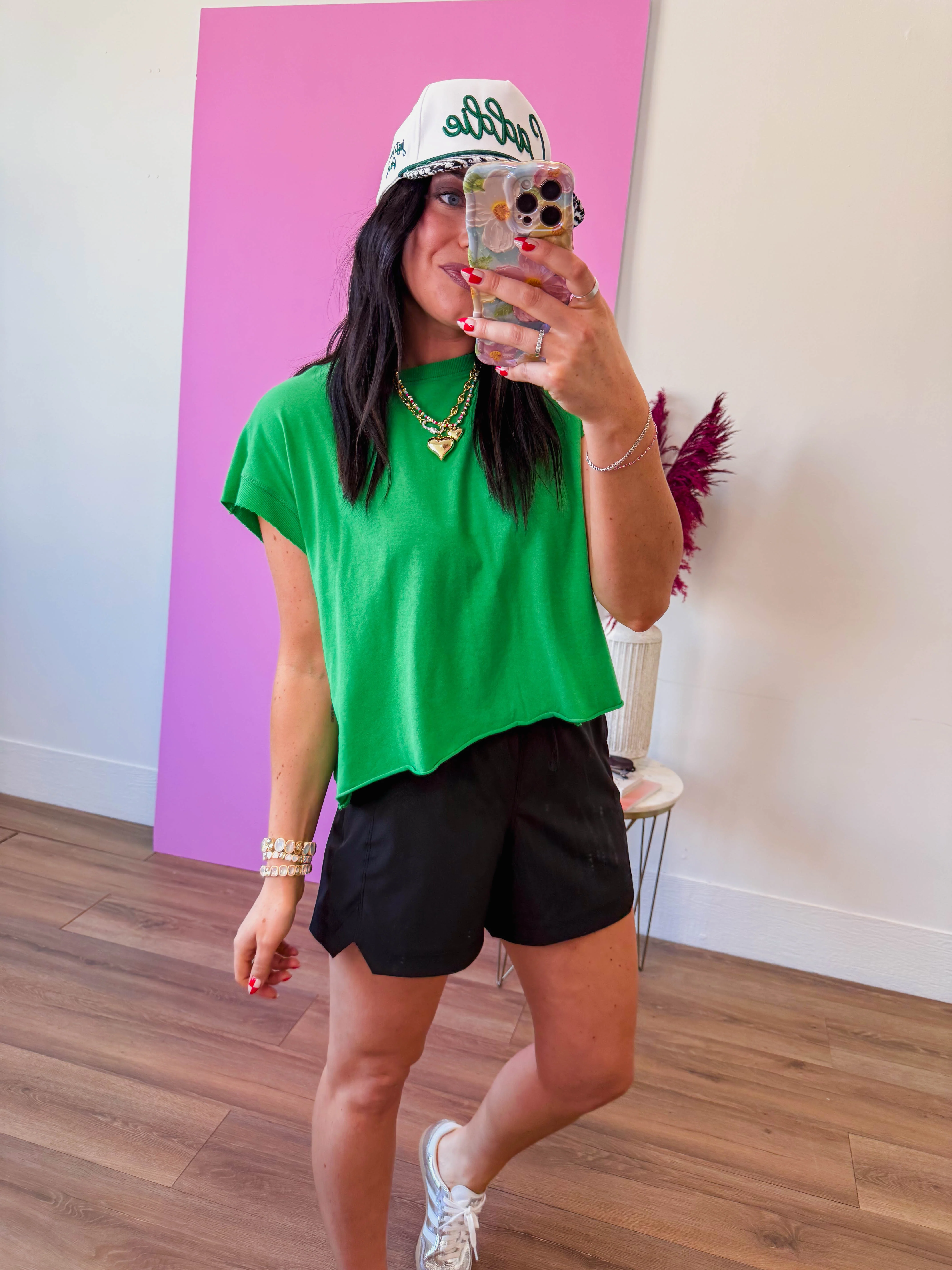 Flow Form Open Back Tee-Green Pop - Image 4