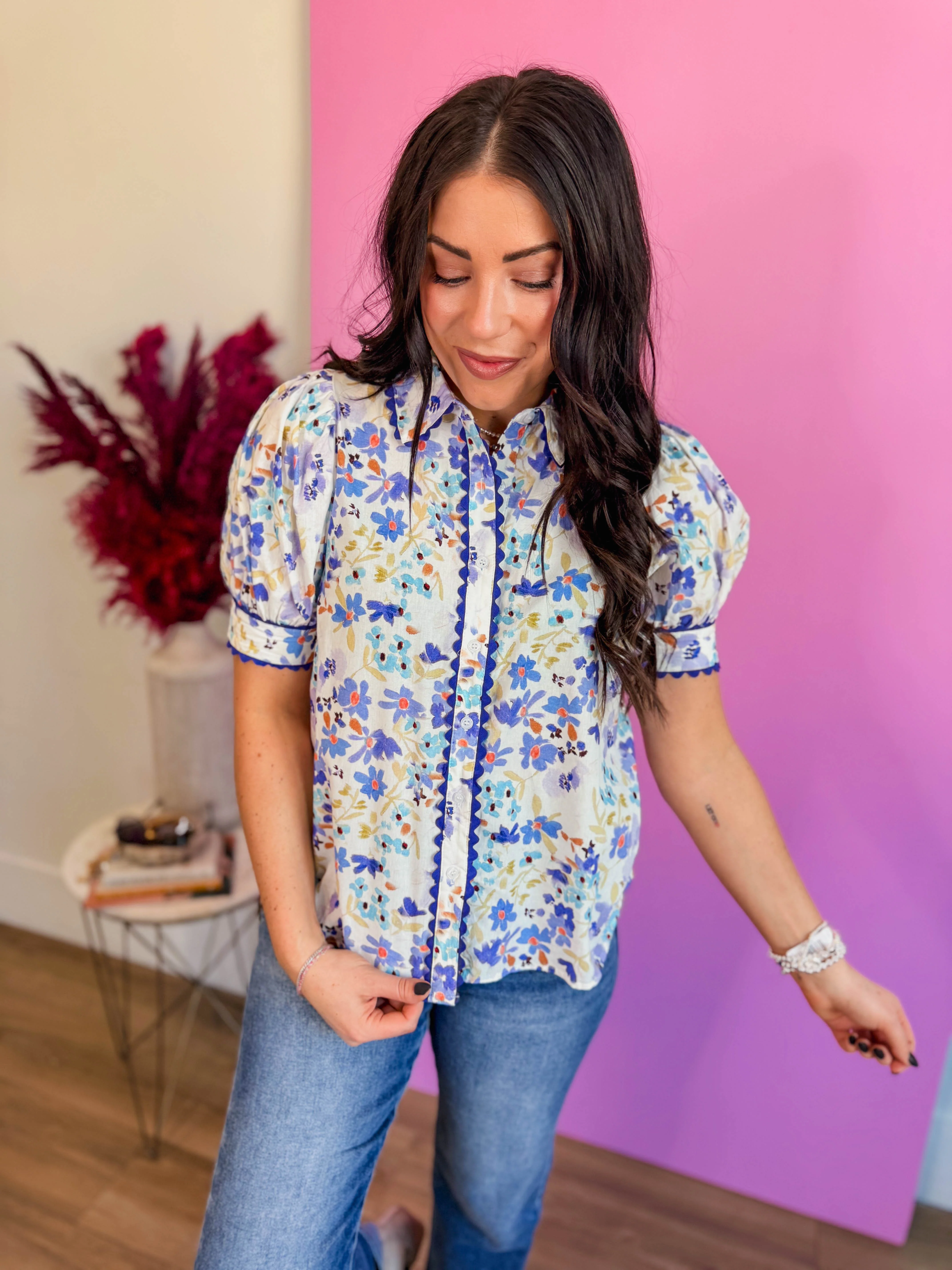 Gia Floral Top-Blue - Image 5