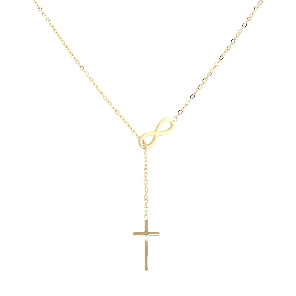 Gold Infinity Cross Necklace - Image 3