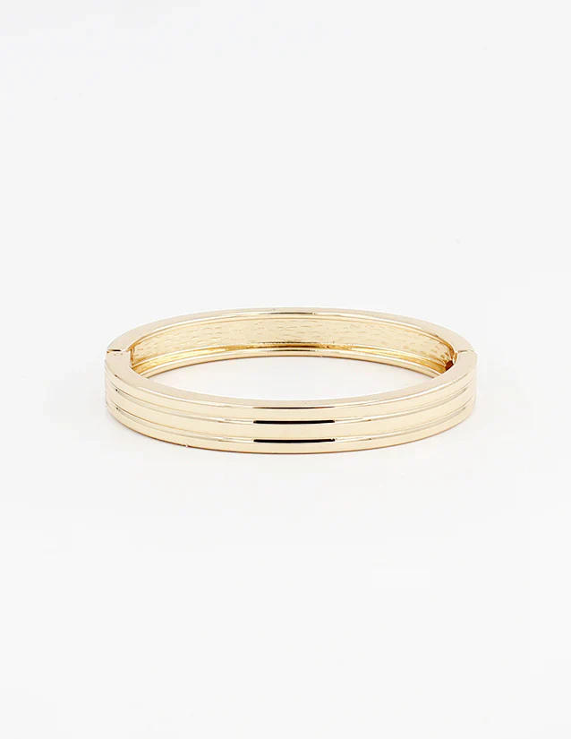 Gold Lined Bangle Cuff Bracelet