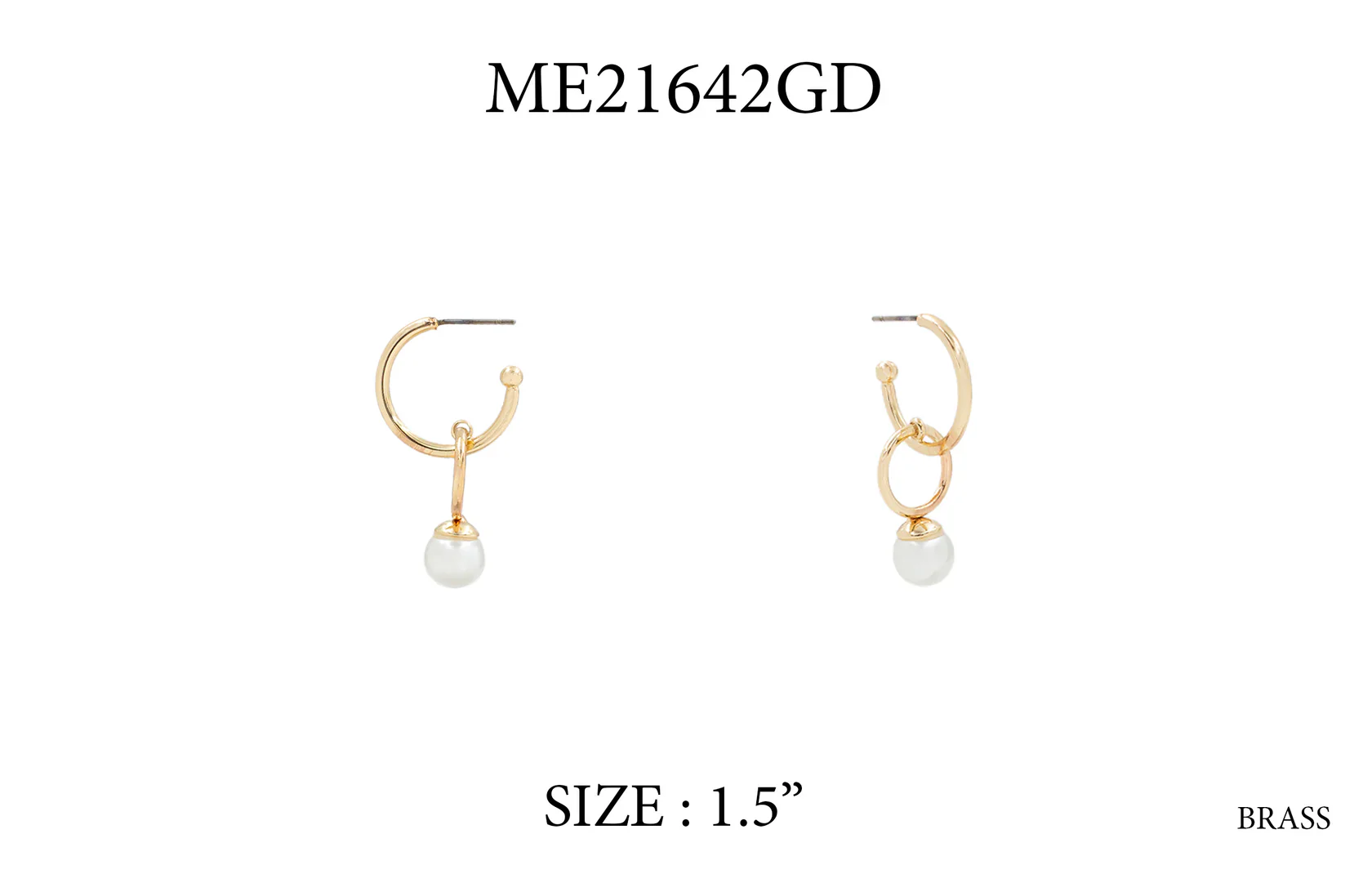 Gold Open Circle & Pearl Huggie Hoops - Image 3
