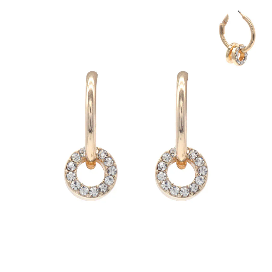 Gold & Rhinestone Hoop Earrings - Image 2