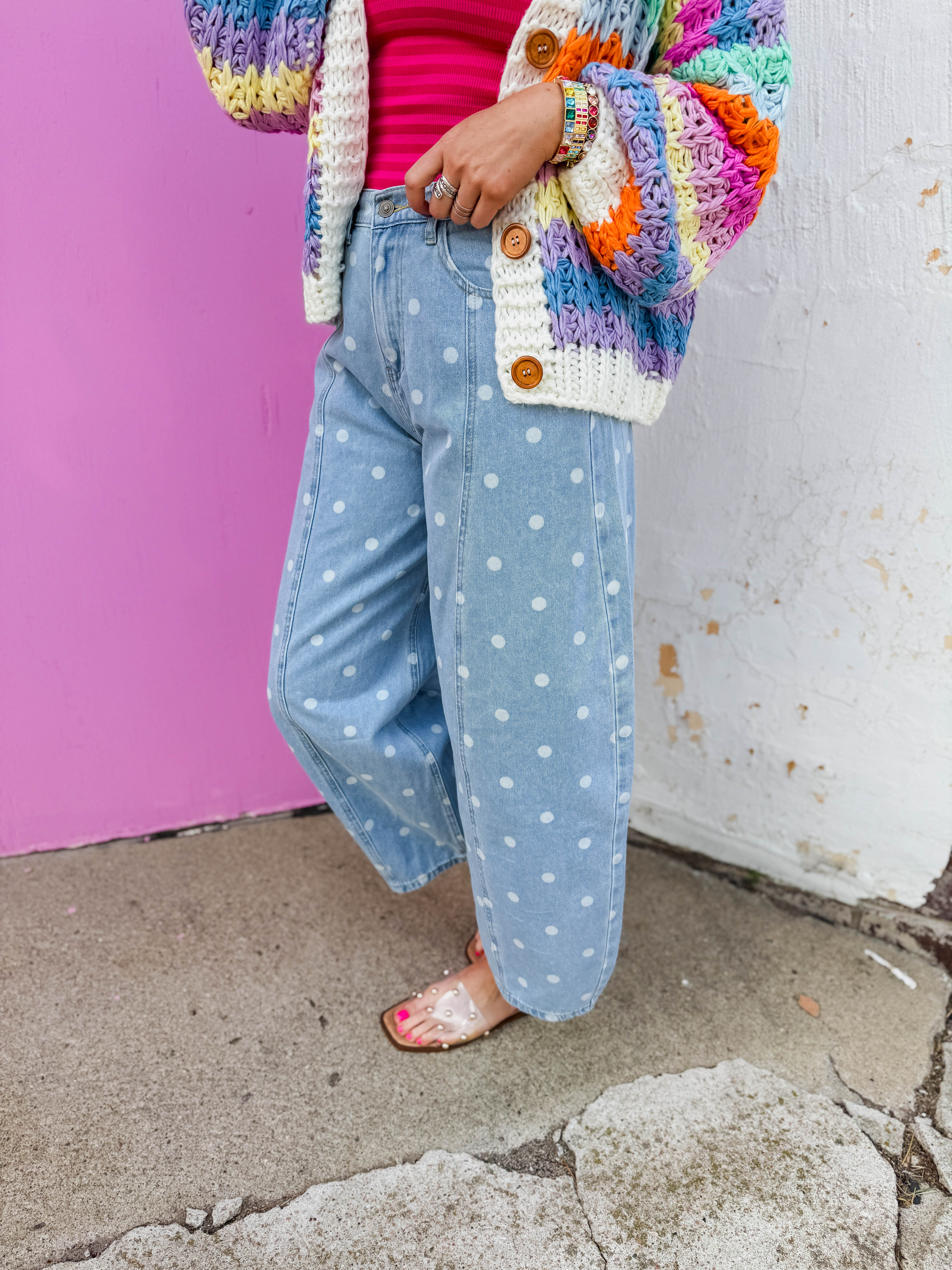 Good Energy Polka Dot Barrel Jeans - Image 4
